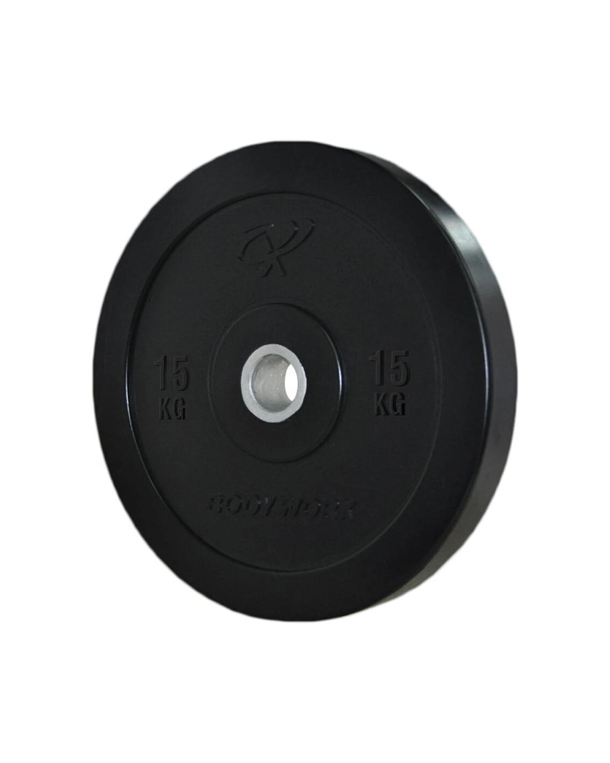1 Bodyworx Bumper Plate 15kg Rubber For Olympic Bars 50mm Centre Sleeve Home Gym - Black, 1 of 1