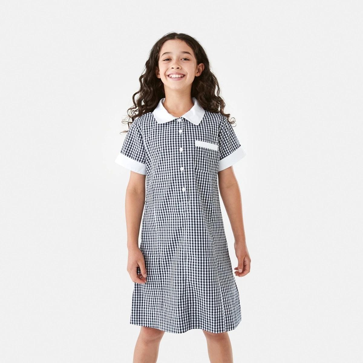 1 School Dress Blu Gngham, 1 of 10