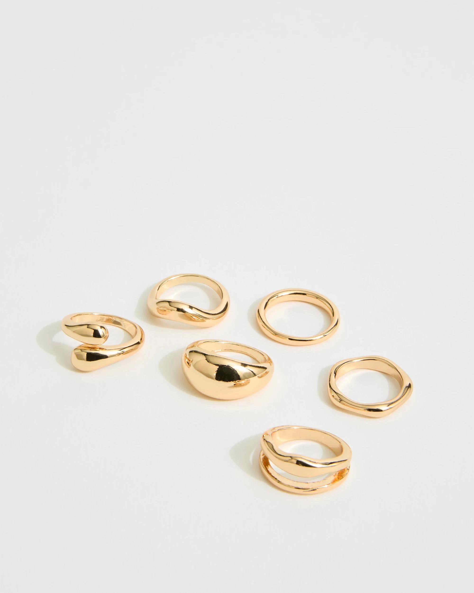 1 Target Woman 6 Pack Classic Stacking Ring Set GOLD LOOK, 1 of 1