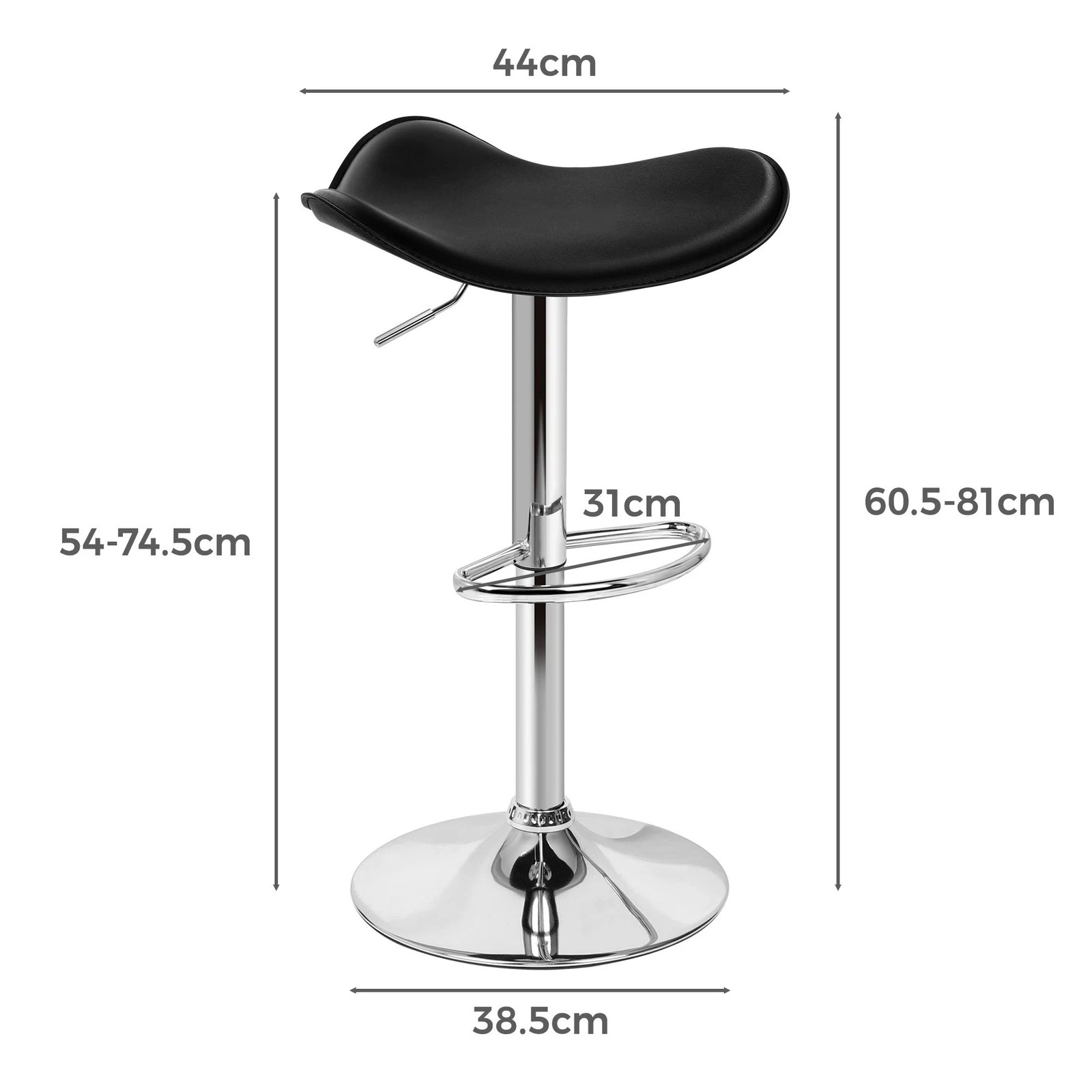 3 Alfordson 2x Bar Stools Portia Kitchen Swivel Chair Leather Gas Lift - Black, 3 of 6