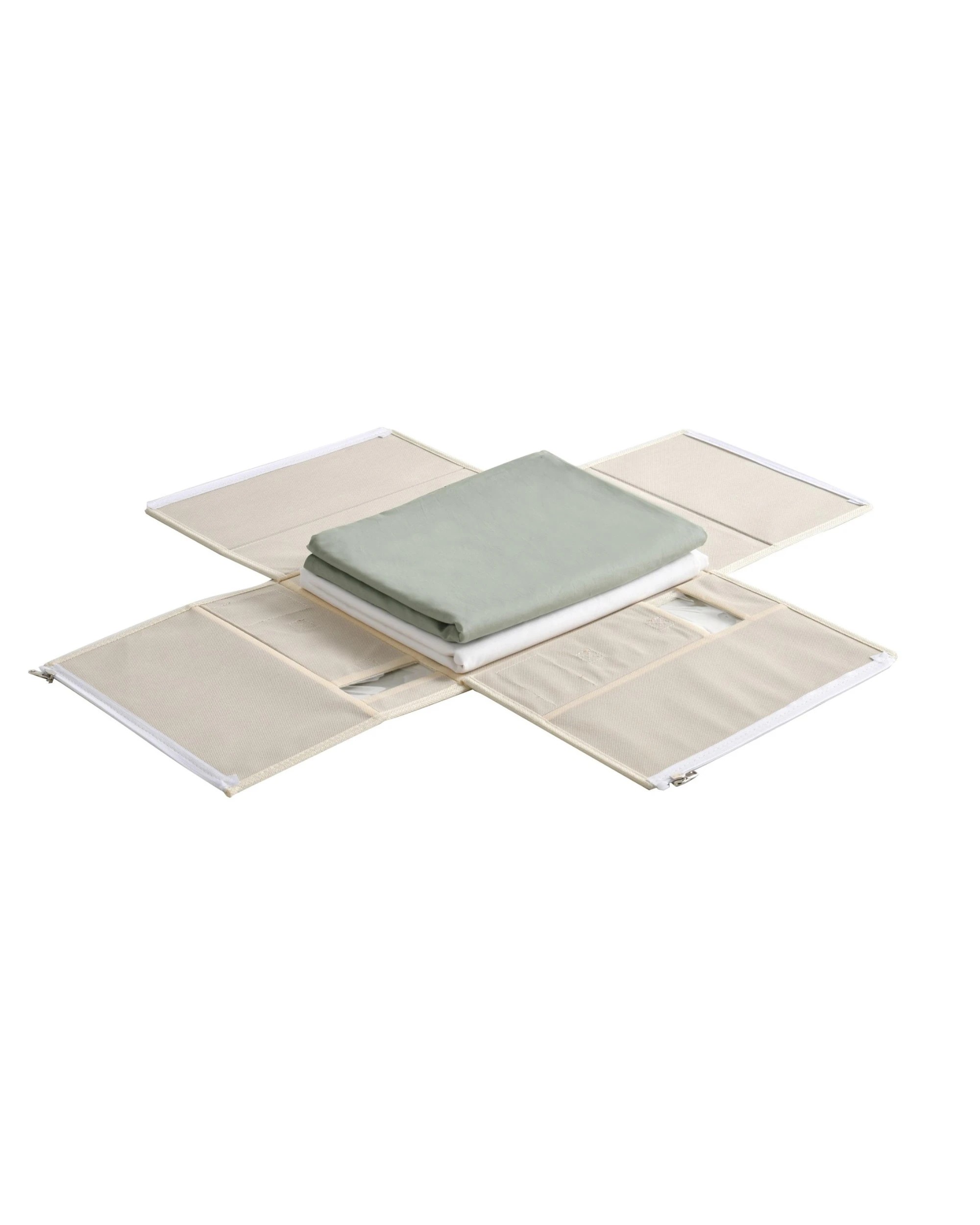 4 Takara Faux Linen Bed Linen Storage Organiser 4 Pack Small - Beige, 4 of 10