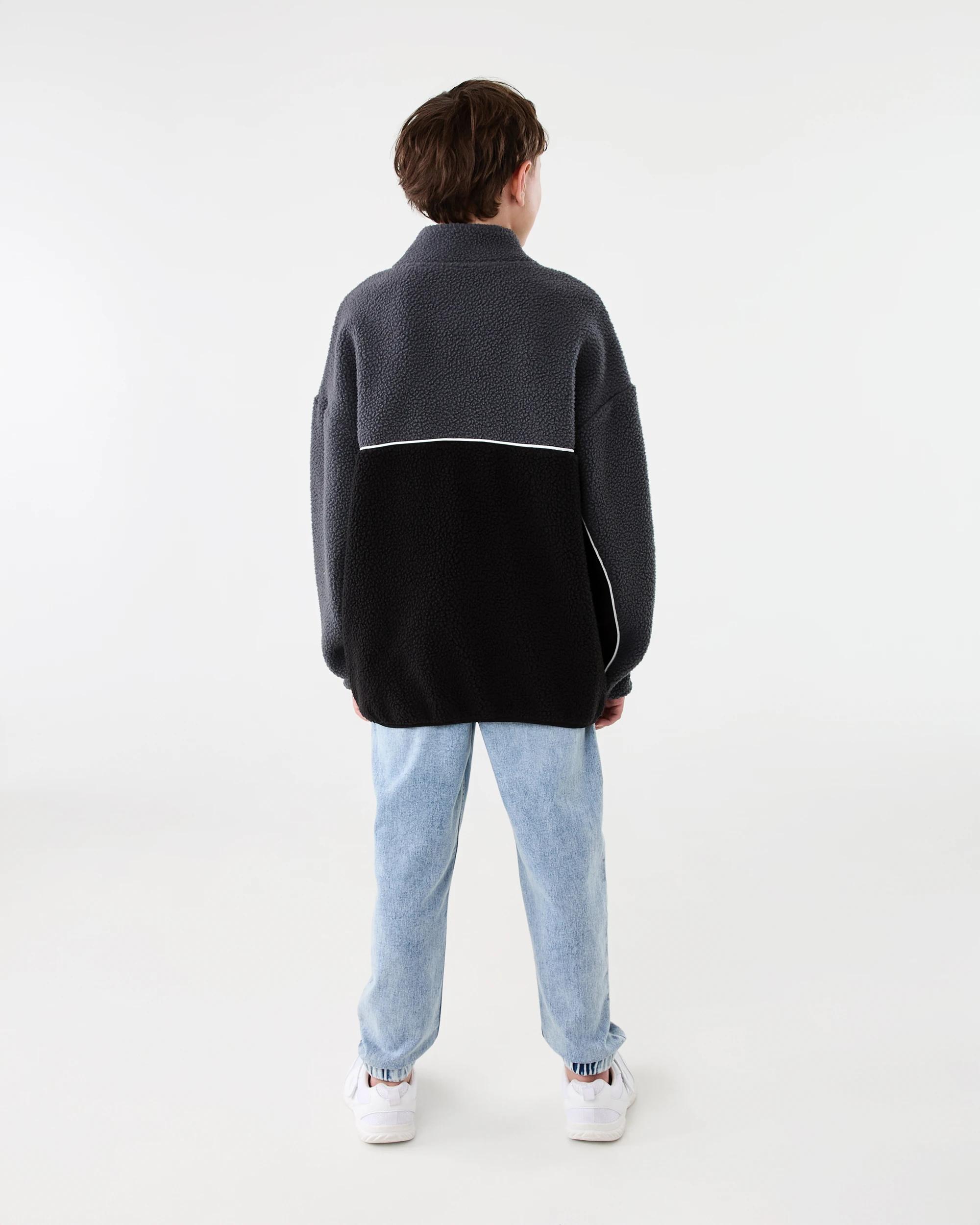 8 Polar Fleece Quarter Zip Sweatshirt Blk Sand, 8 of 8