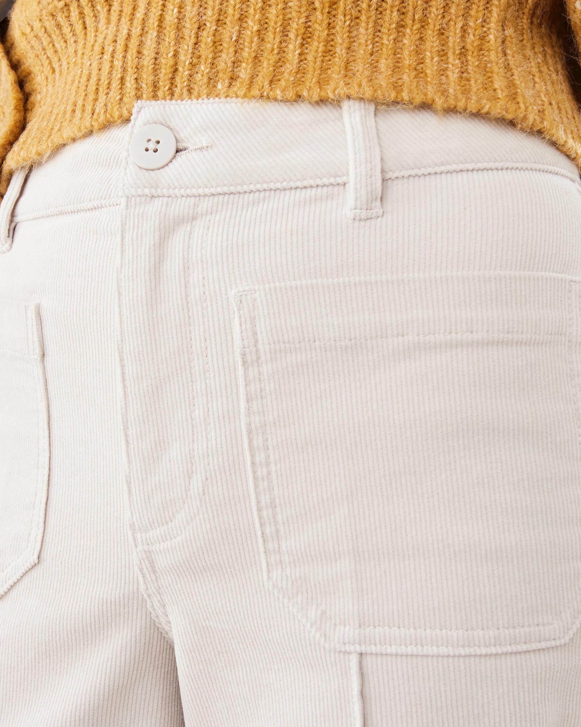 5 Pocket Front Wide Leg Corduroy Pants Ecru, 5 of 7