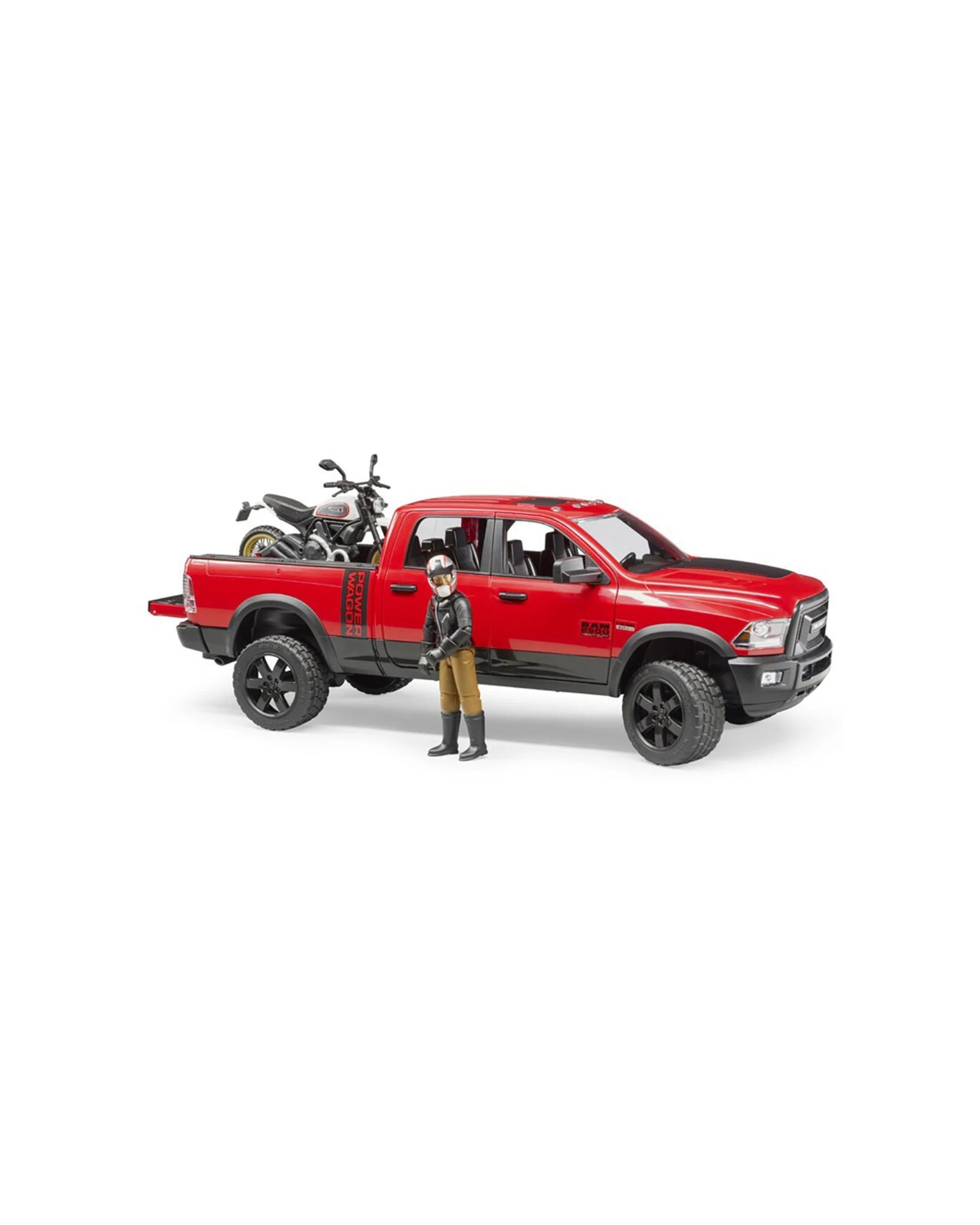2 Bruder 1:16 Power Wagon Red Toy Truck With Motorcycle Kids 4+ - Red, 2 of 4