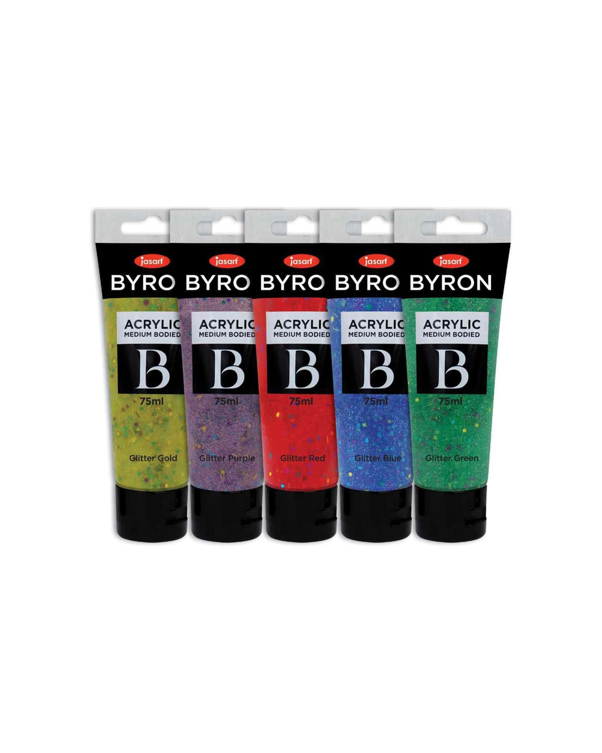2 Jasart 3x 5pc Byron Acrylic Paint Tube Set 75ml Glitter - Multi, 2 of 2