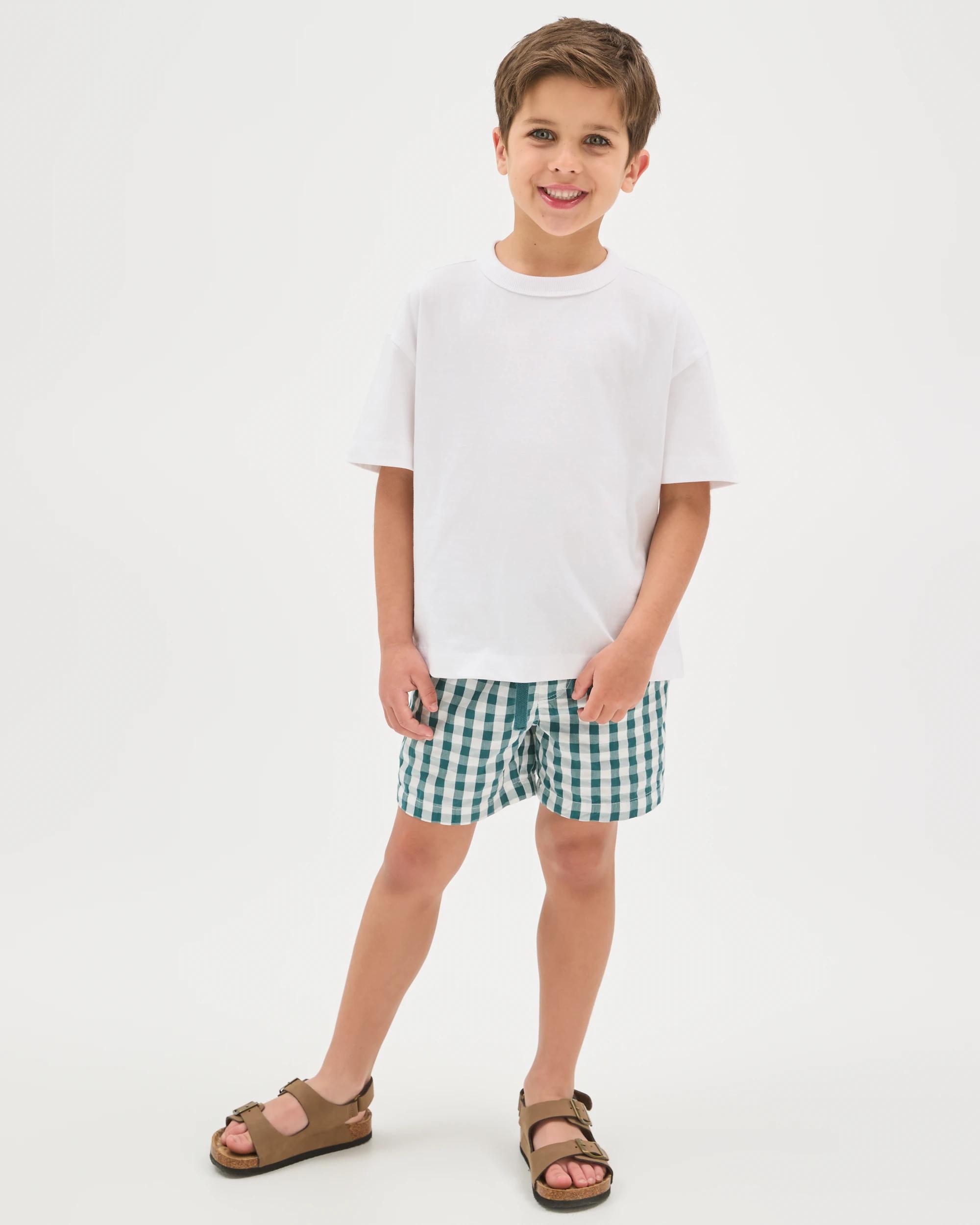 1 Target Kids Australian Cotton Seersucker Volley Shorts GREEN GINGHAM, 1 of 6
