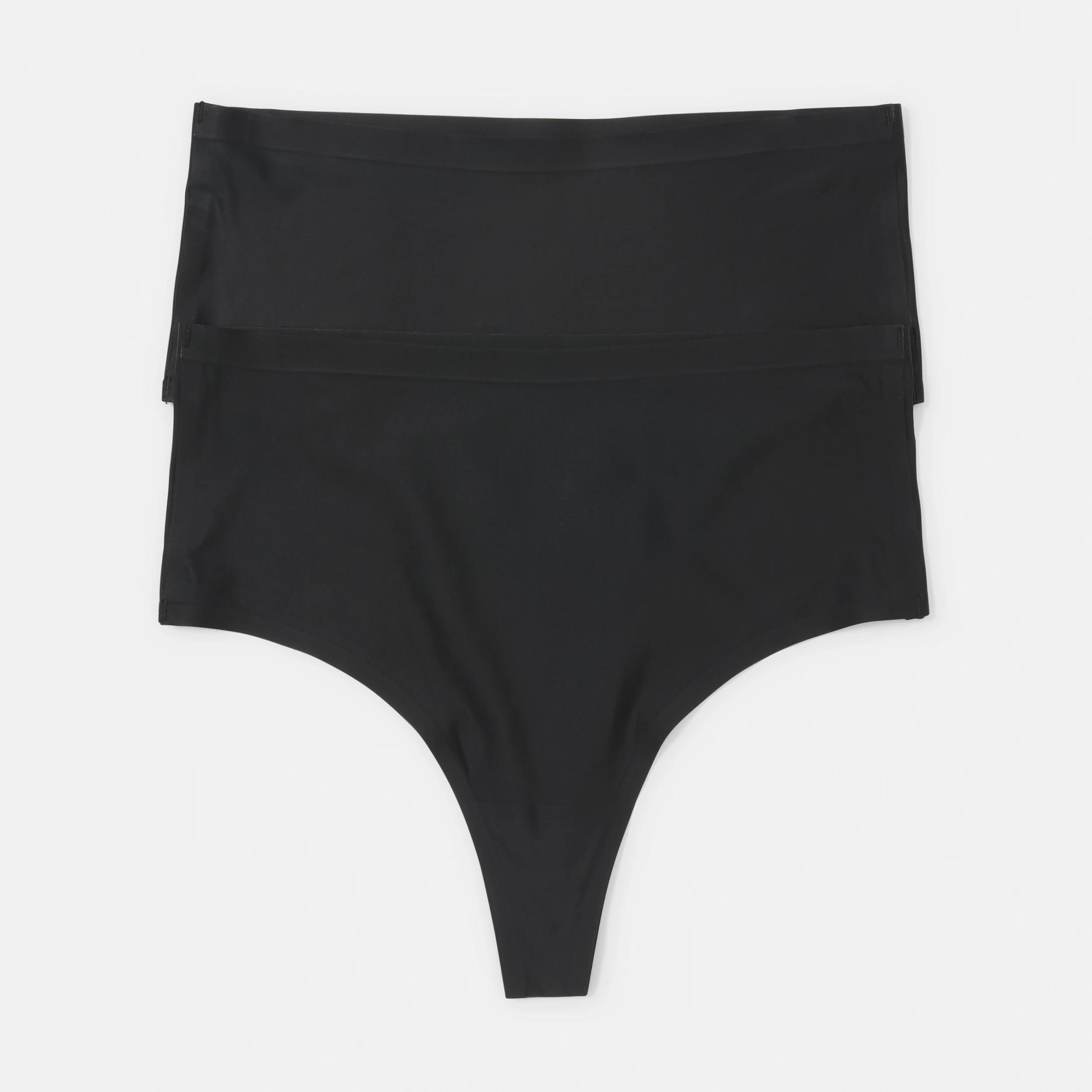 1 2 Pack No Show High Rise G-String Briefs Black, 1 of 6