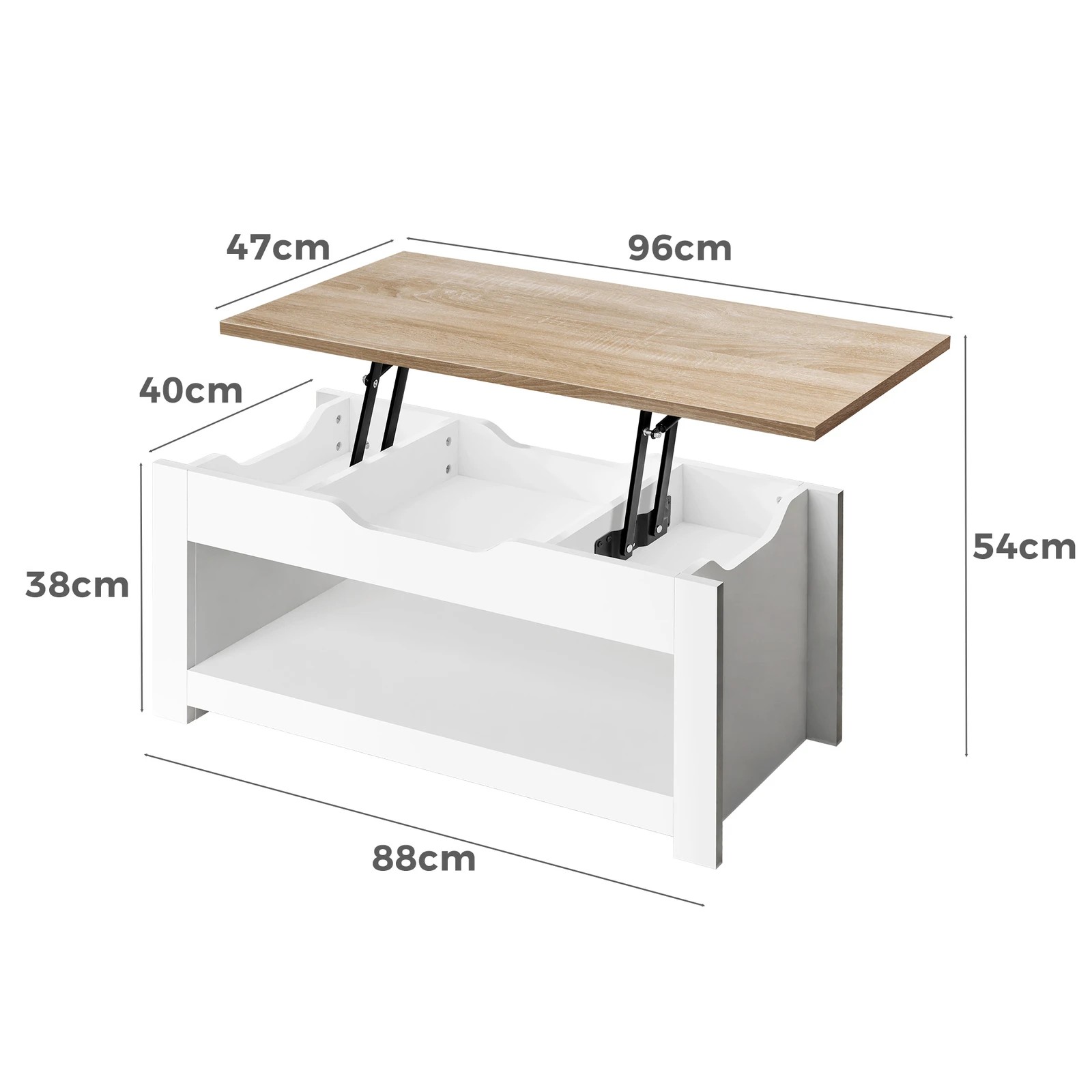 7 Alfordson Coffee Table Lift Up Top Laptop Desk Hidden Storage Shelf - Wood White, 7 of 10