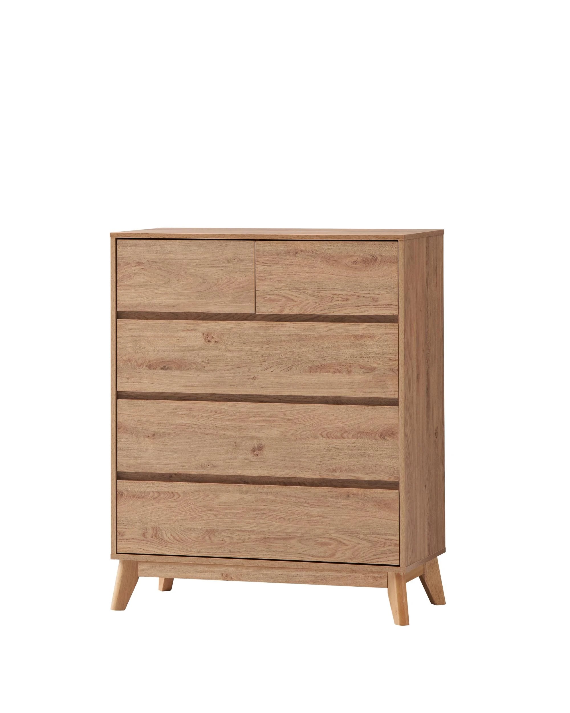 1 Kodu Chest 5 Drawers Tallboy Dresser Oak Look - Natural, 1 of 6