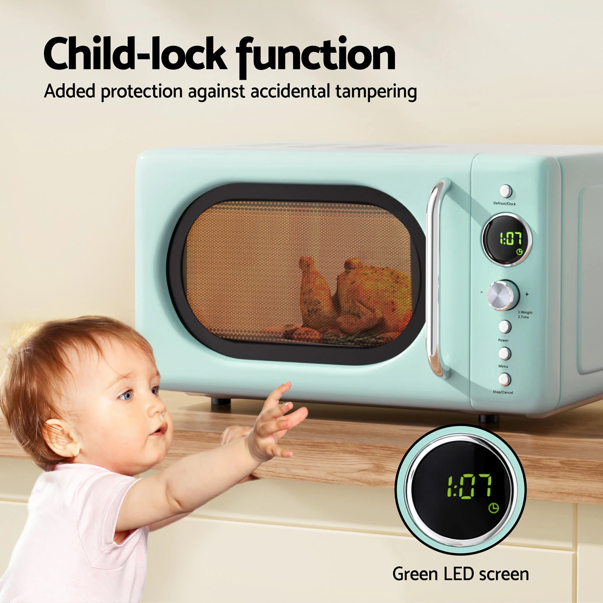 6 Devanti 20L Microwave Oven 700W - Green, 6 of 6