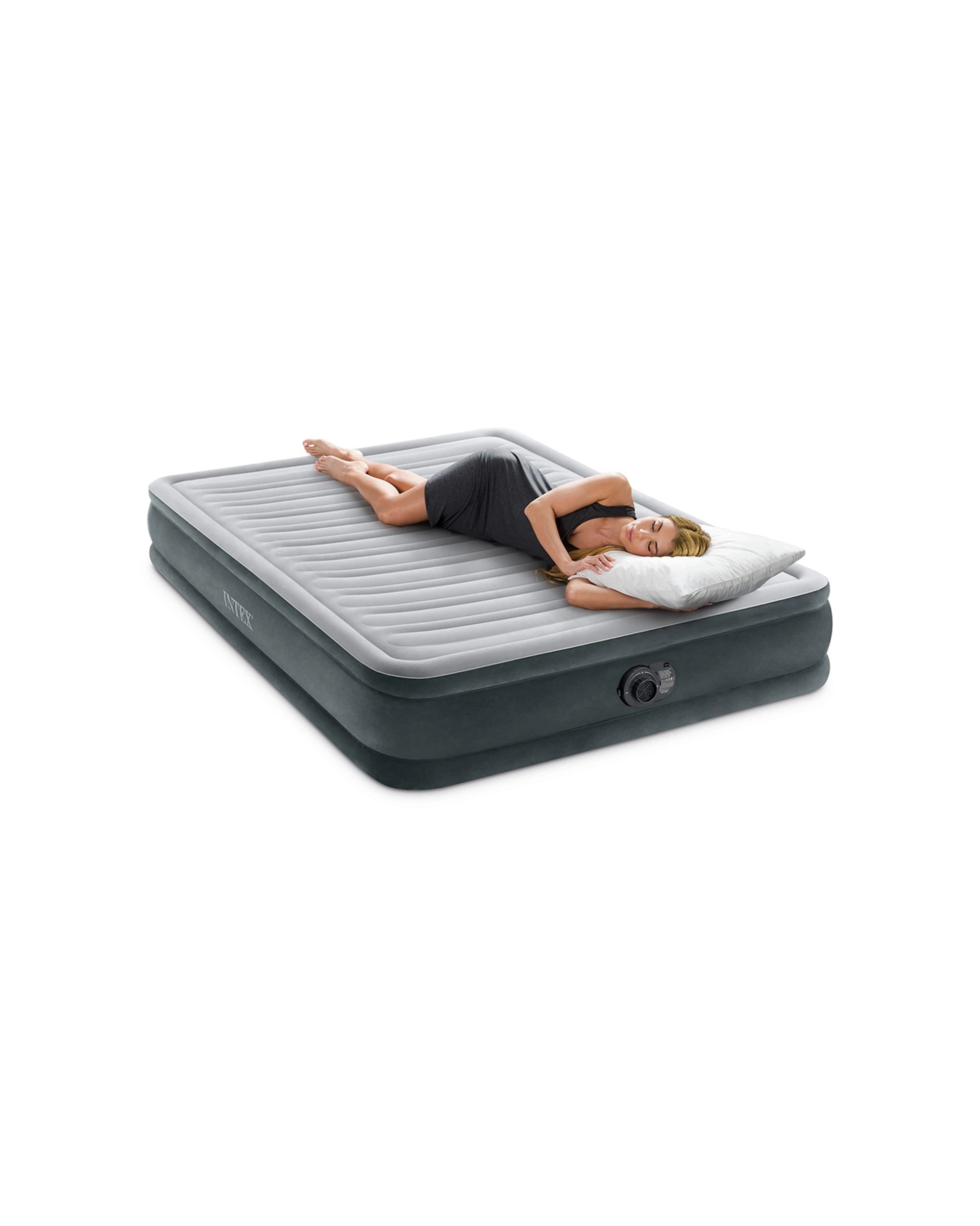 5 Intex Dura-Beam Comfort Plush Airbed With Built-In Pump - Queen Bed - Grey, 5 of 9