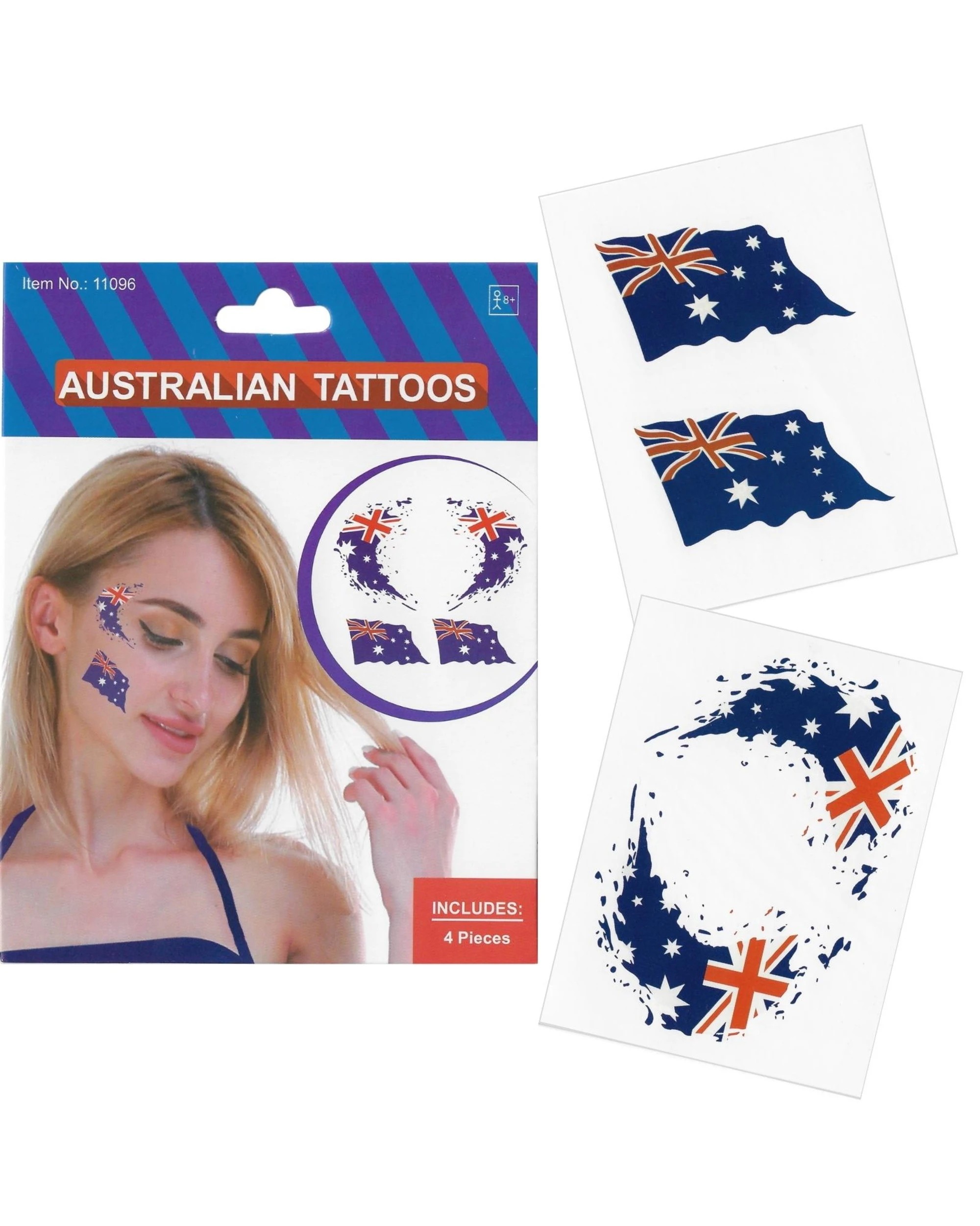 1 Partyrama Australian Flag Tattoos Pack of 4, 1 of 1