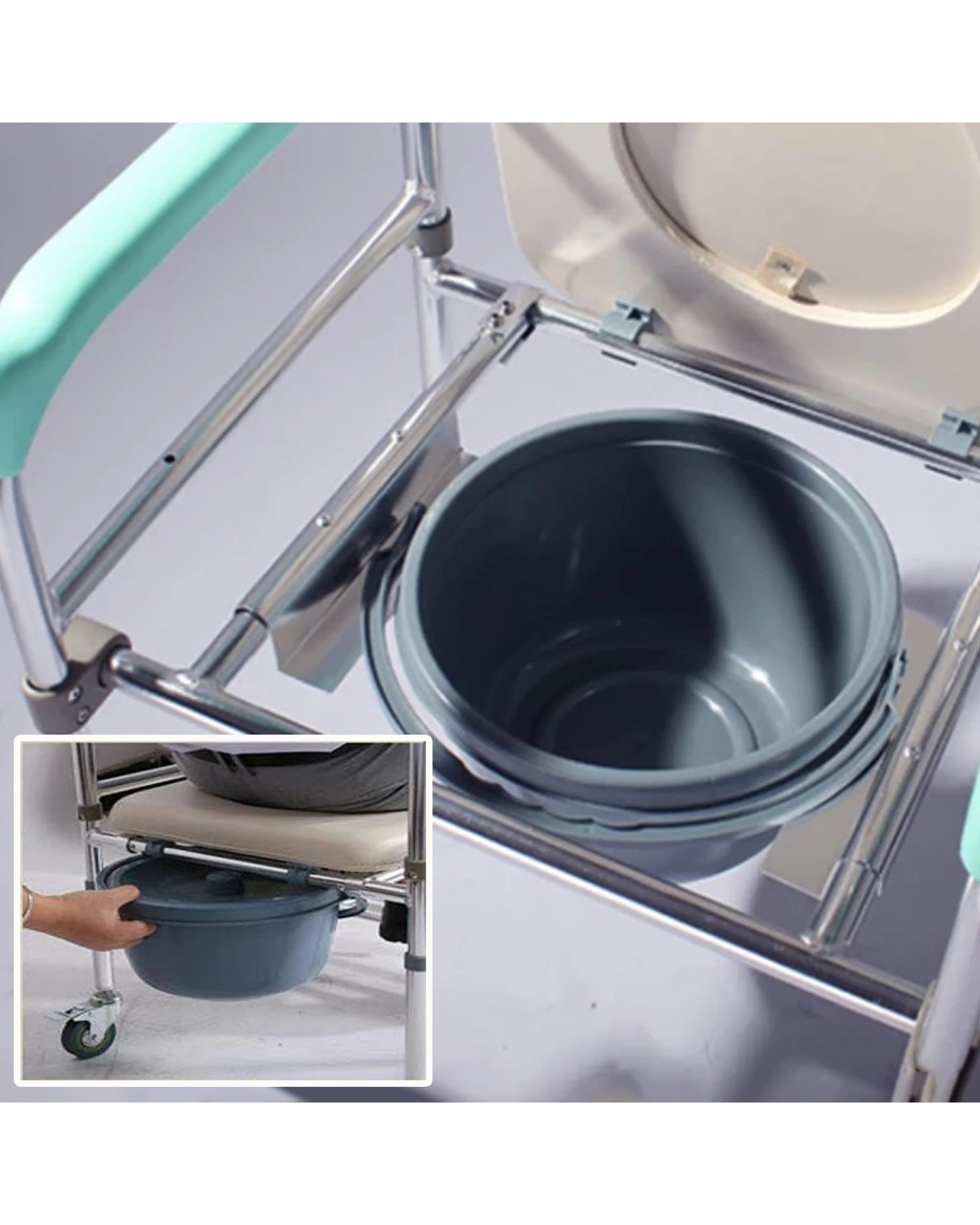 6 Orthonica Commode Chair With Castors Bathroom Aid Bath Tub Stool Seat - Blue, 6 of 6