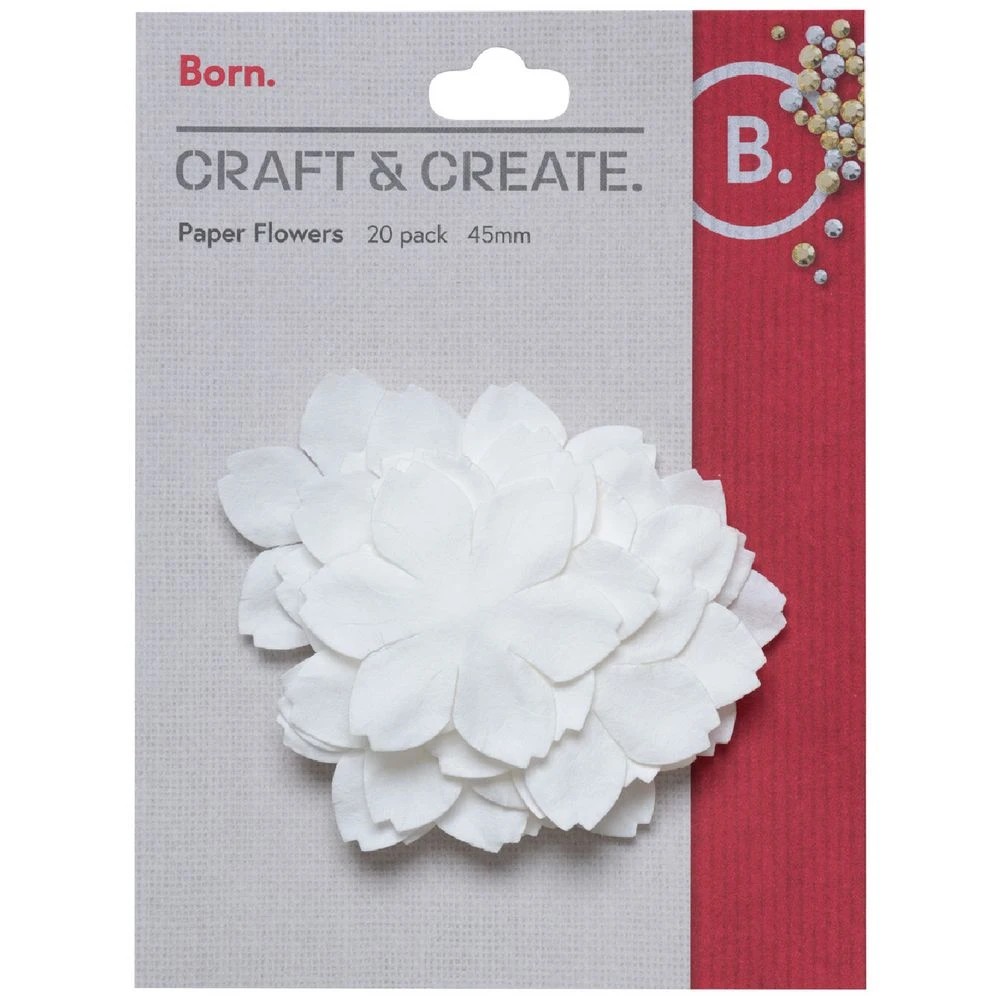 1 Born Paper Flowers 45mm White 20 Pack, 1 of 2