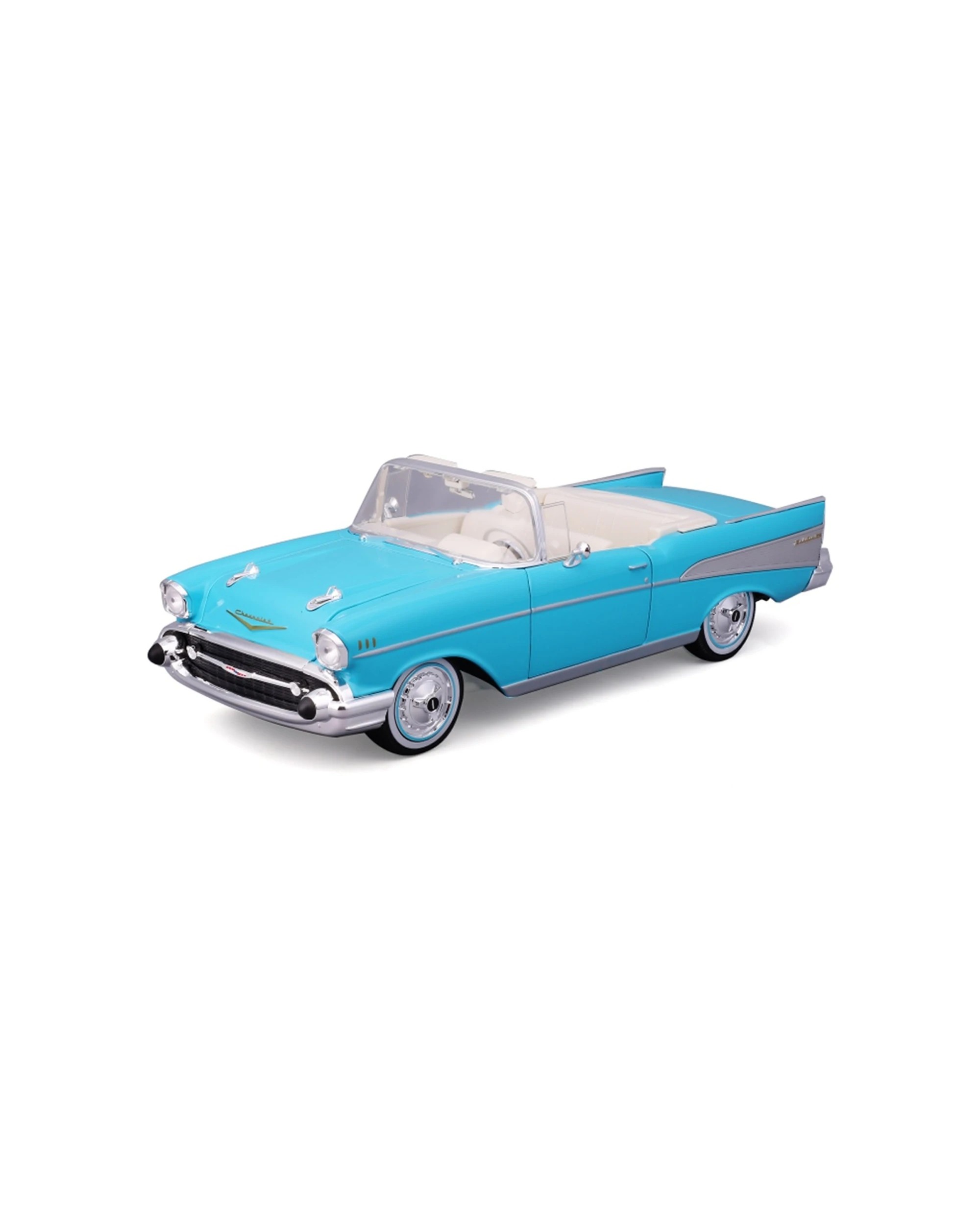 1 Maisto 1957 Chevrolet Bel Air Convertible Diecast Model Car Replica - Blue, 1 of 8