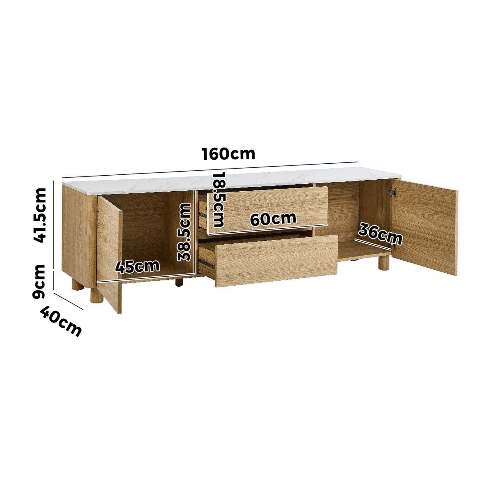 8 Oikiture Tv Cabinet Entertainment Unit Stand Storage Drawer 160cm
 - Natural, 8 of 9