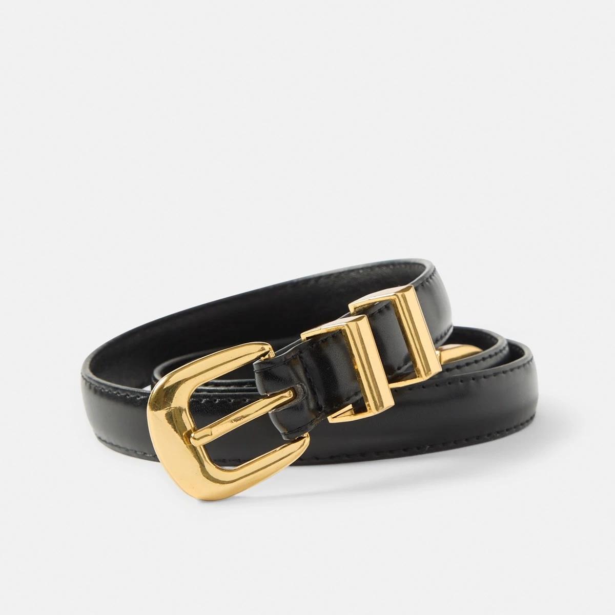 1 Skinny Double Metal Belt BLACK, 1 of 5