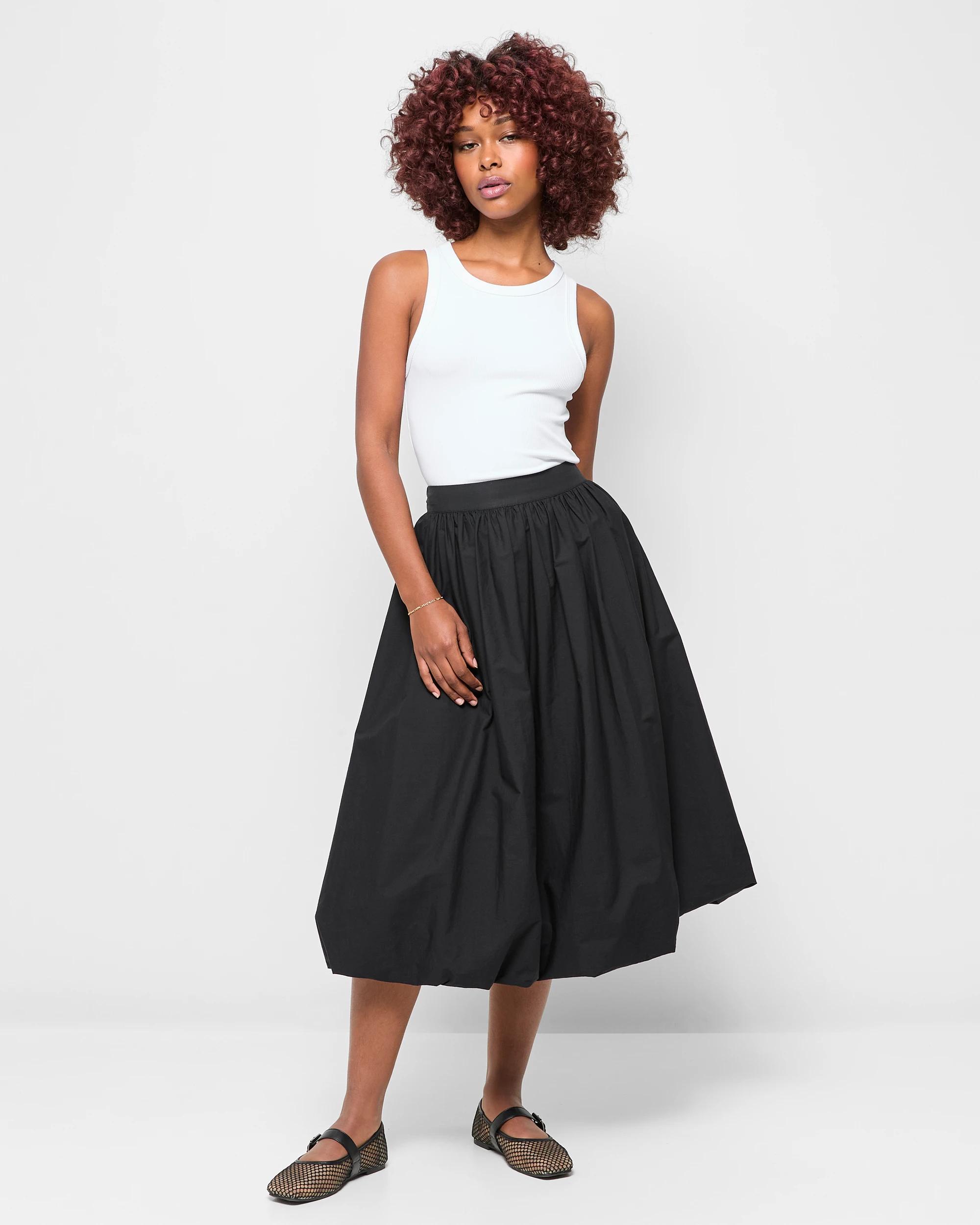 1 Target Petites Poplin Balloon Skirt BLACK, 1 of 5