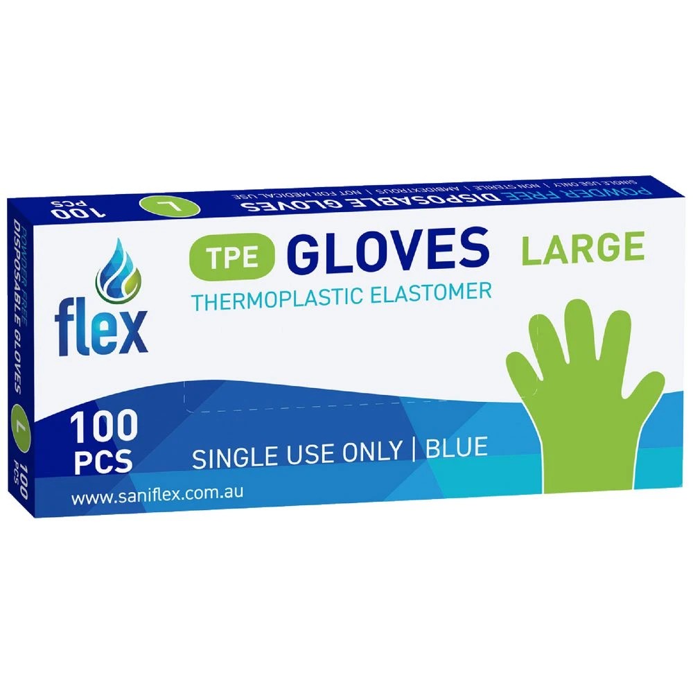 1 Disposable Thermoplastic Gloves Large 100 Pack Blue, 1 of 1
