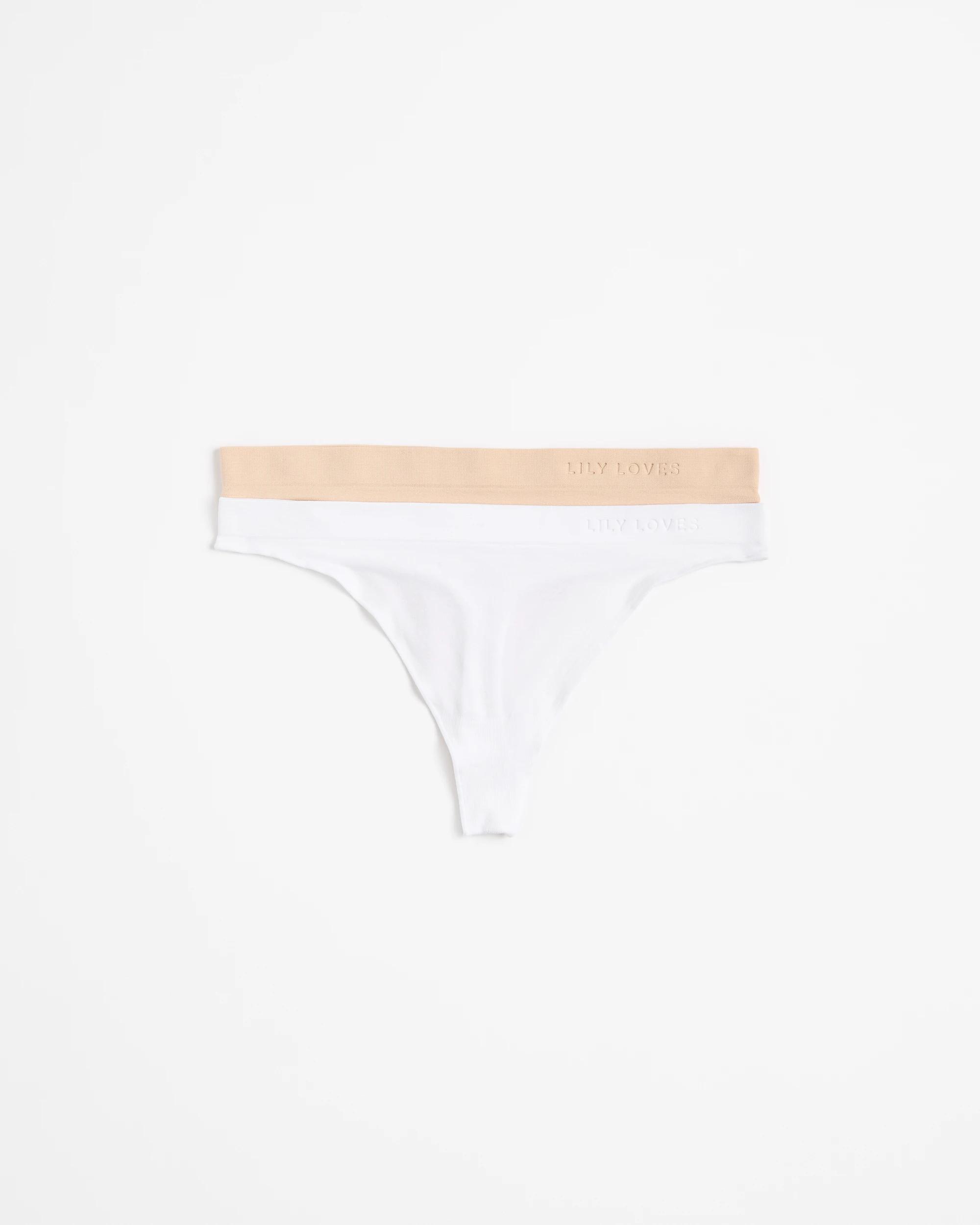 1 2 Pack Seamfree Embossed G-string Briefs - Lily Loves BARE BEAUTY NEUTRAL/WHITE, 1 of 4