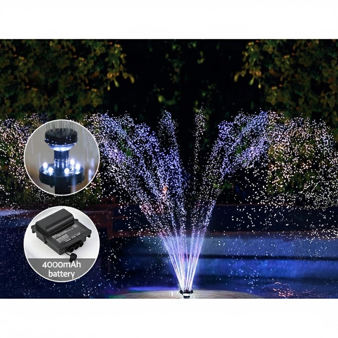 5 Gardeon Solar Pond Pump Submersible Water Fountain with Battery Kit LED Lights 4.3FT - Black, 5 of 6