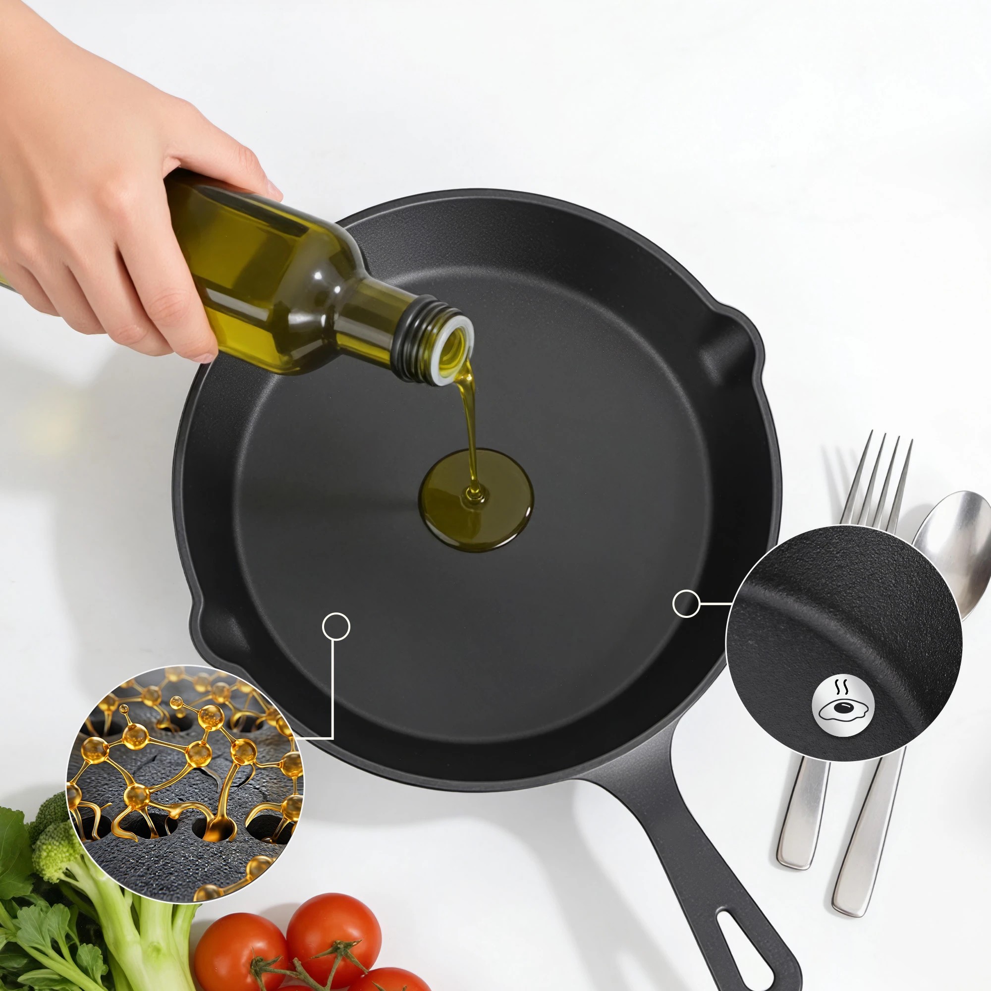 5 5-Star Chef 4 Piece Frying Pan Set Cookware for Gas Induction Ceramic Campfire 14/16/20/24cm - Black, 5 of 8