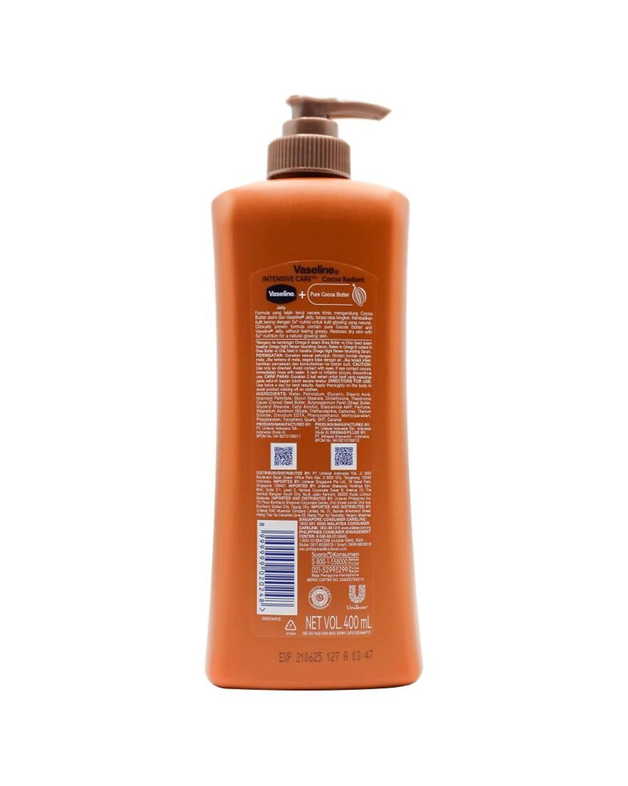 3 Vaseline Intensive Care Cocoa Radiant Body Lotion 6PK 400ml Pure Cocoa - Orange, 3 of 4