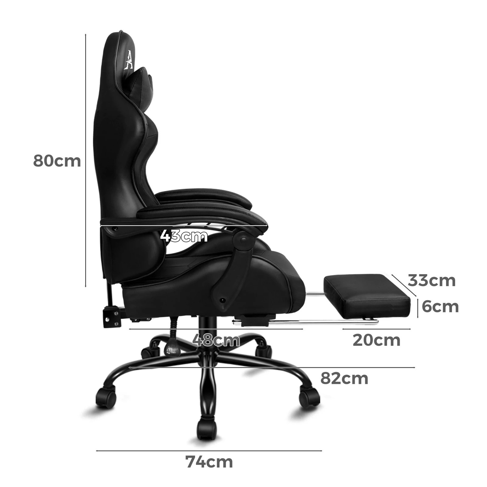 4 Alfordson Gaming Chair Office Massage Computer Racing Seat PU Leather - Black, 4 of 10