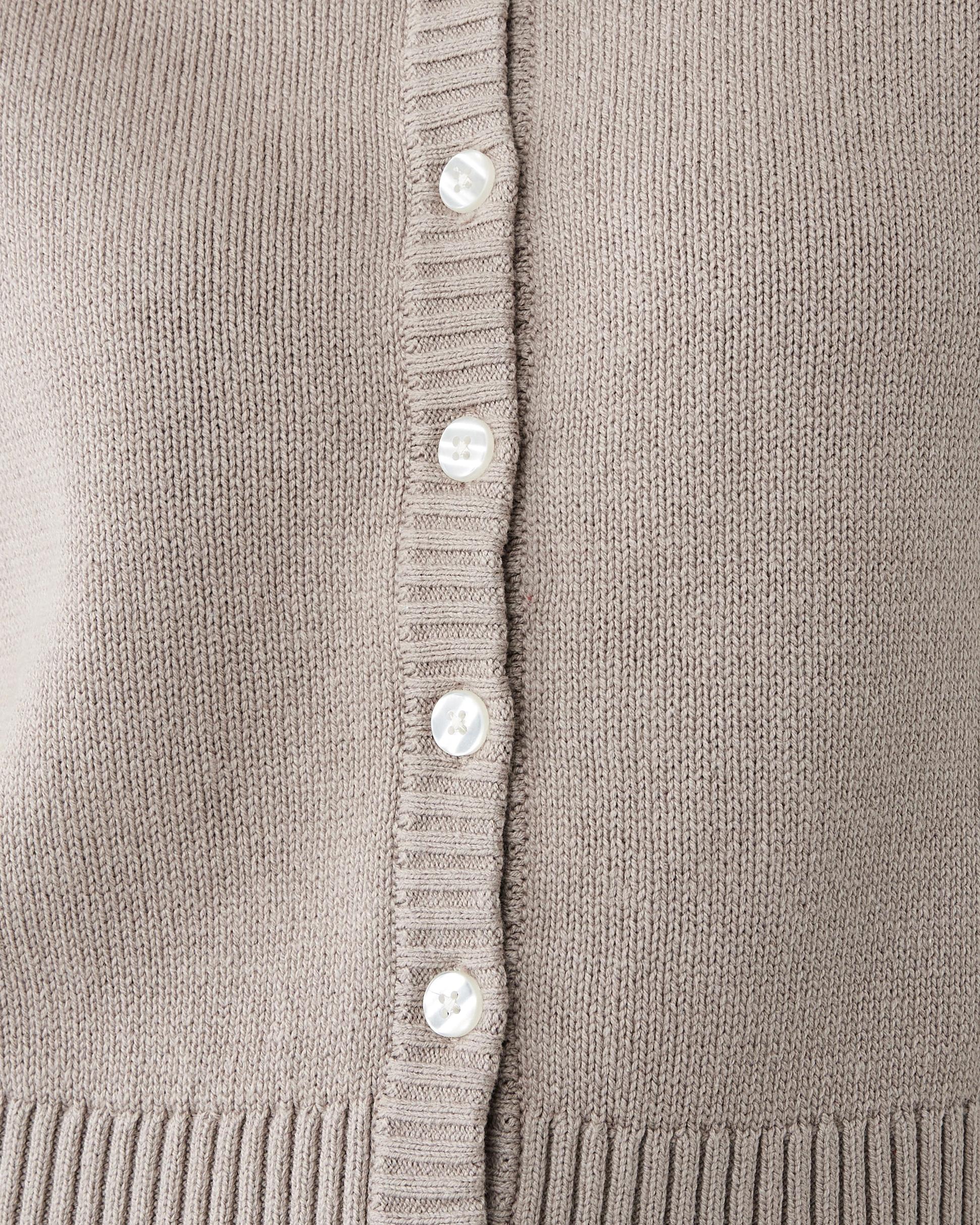 6 Short Sleeve Button Up Cardigan Grey Taupe, 6 of 7