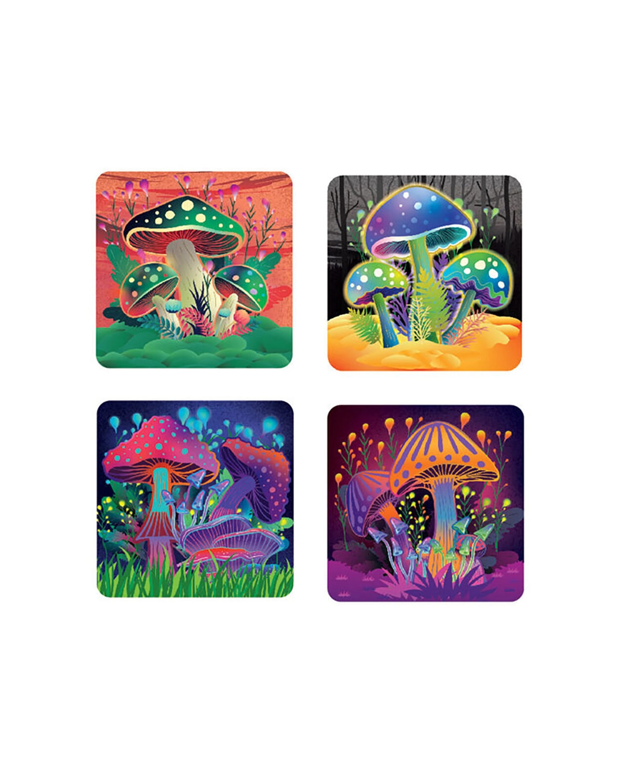 2 MDI 3x 4pc Cork Backed Drink Coasters Set Square Mushroom - Multi, 2 of 4