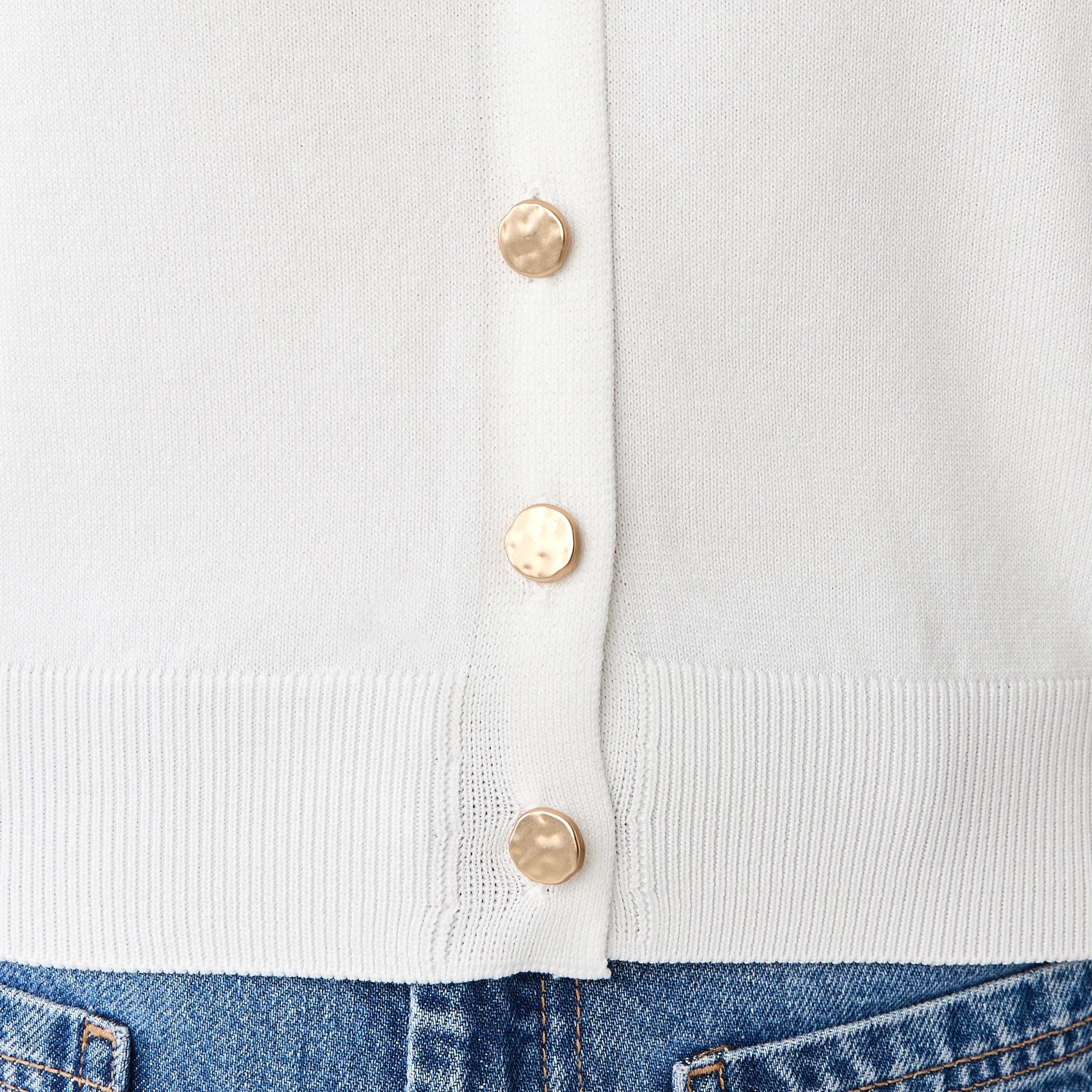 6 Puff Sleeve Button Up Top WHITE, 6 of 7