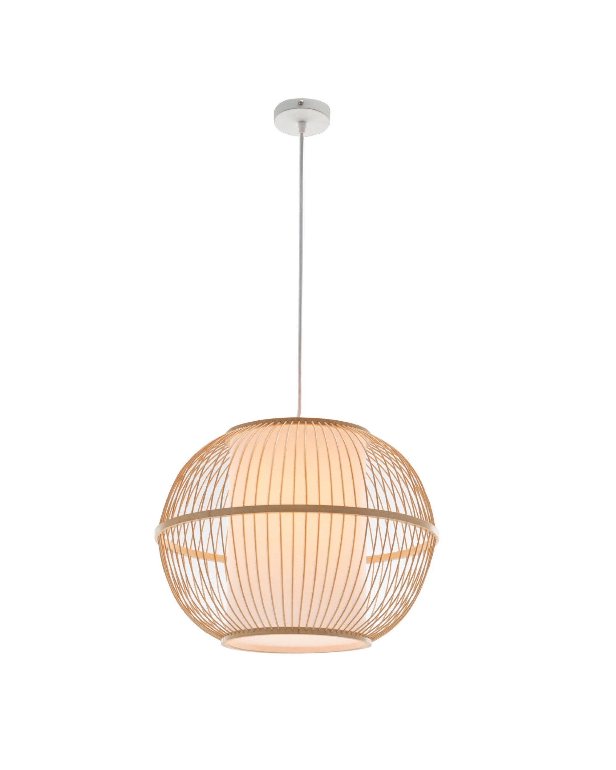 1 BR Home Natural Woven Bamboo Sphere Pendant Lamp Hanging Light Bell Shade, 1 of 6