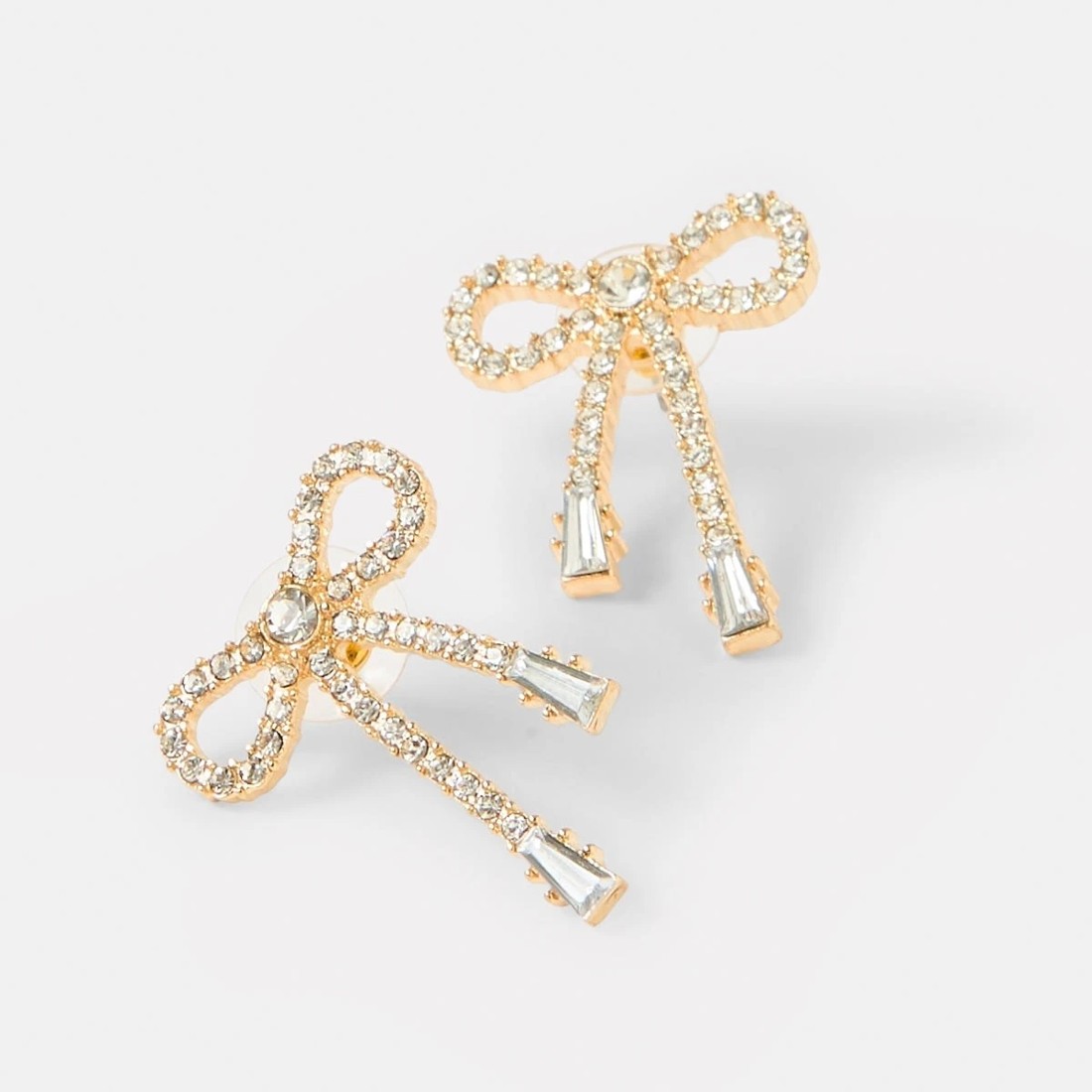 3 Diamante Bow Stud Earrings - Gold Tone, 3 of 5