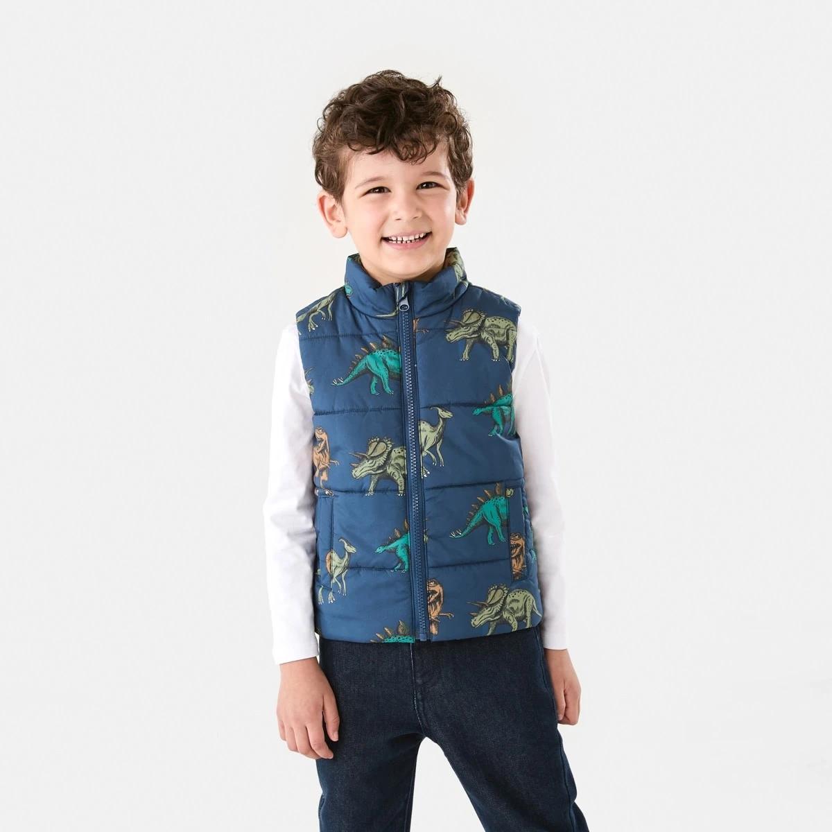2 Printed Puffer Vest Blu Dinos, 2 of 10
