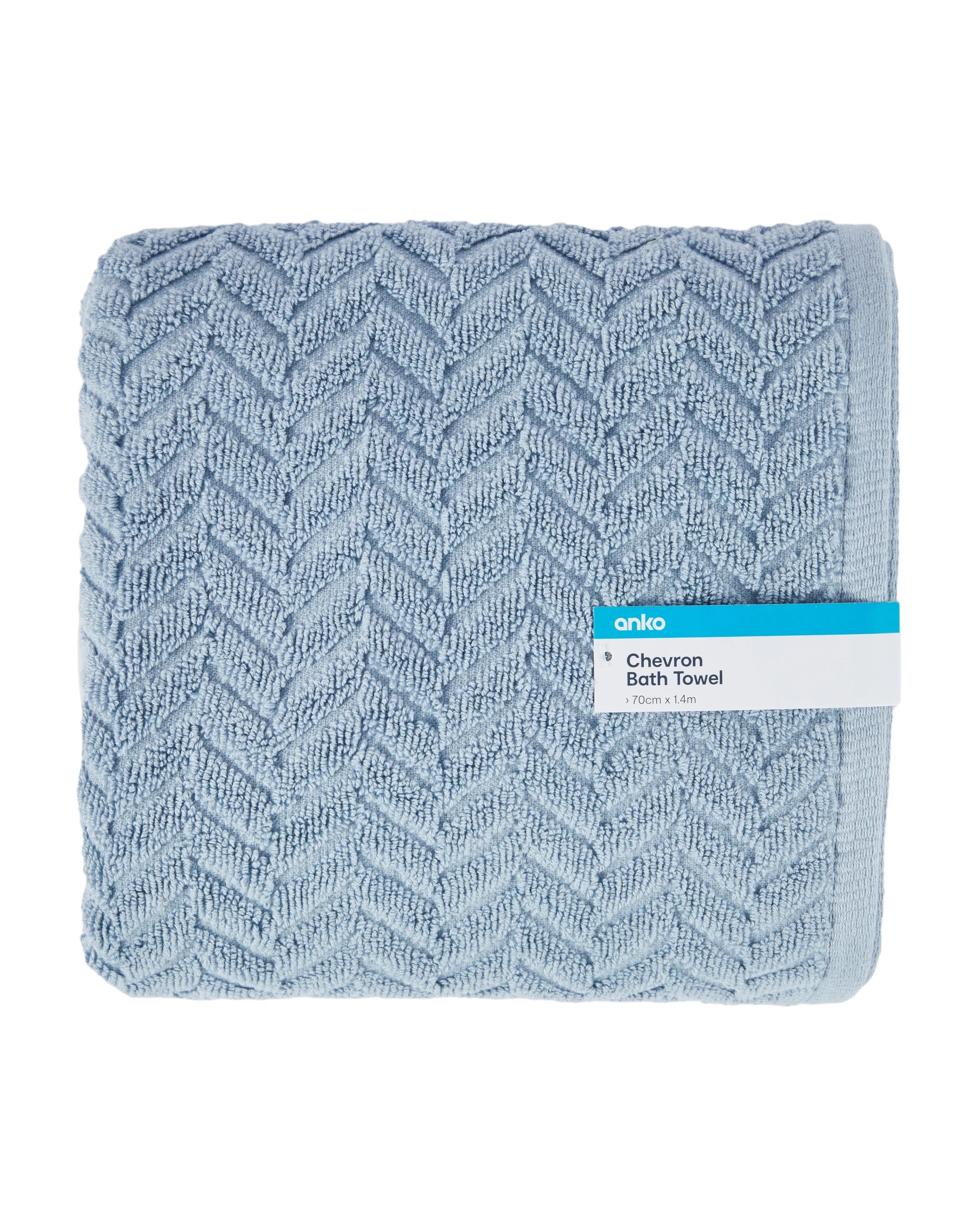 5 Chevron Cotton Bath Towel - Blue, 5 of 5