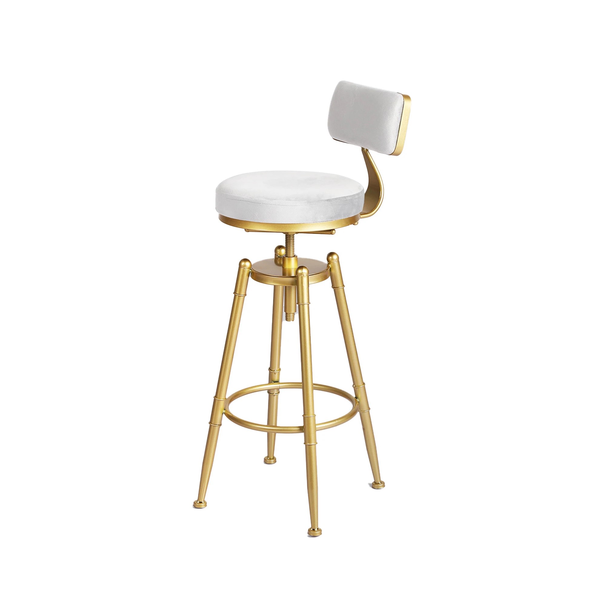 2 Levede 4x Velvet Bar Stool - White, 2 of 3