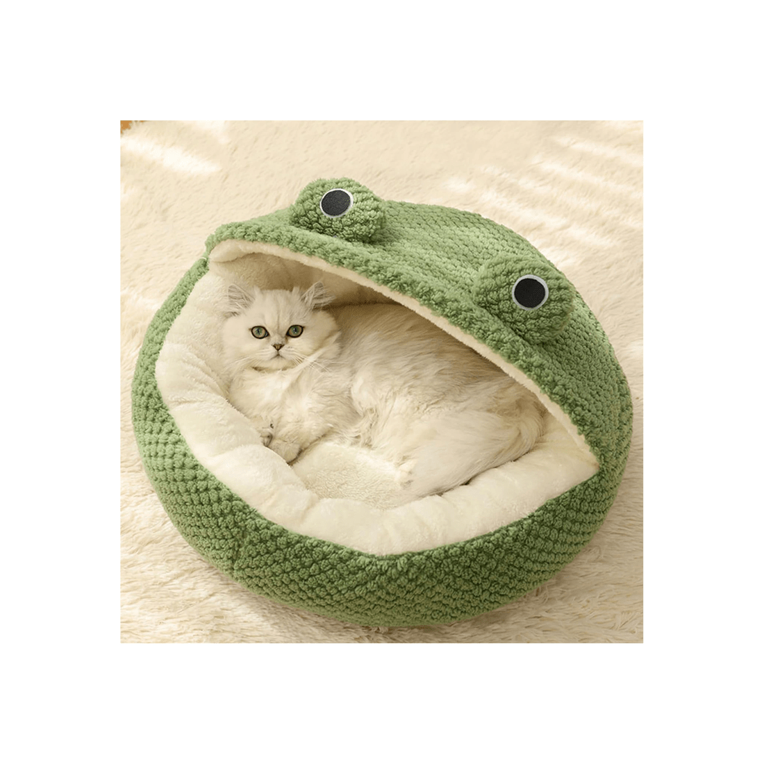 4 TODO Semi Enclosed Pet Nesting Bed 60cm Diameter Soft Warm Dog Cat Sleeping Bed - Frog, 4 of 6