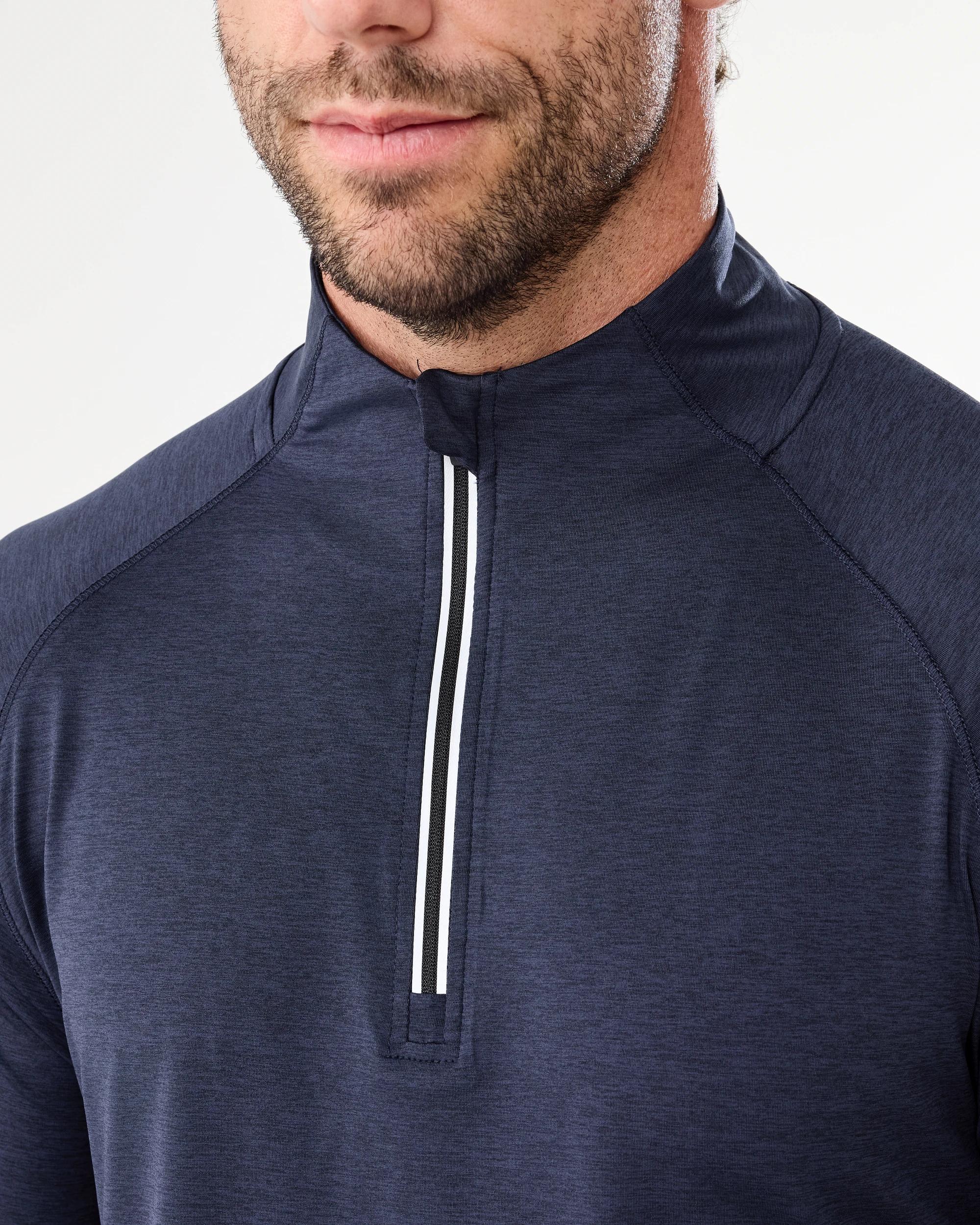 5 Active Mens 1/4 Zip Training Long Sleeve T-shirt Navy Marle, 5 of 5