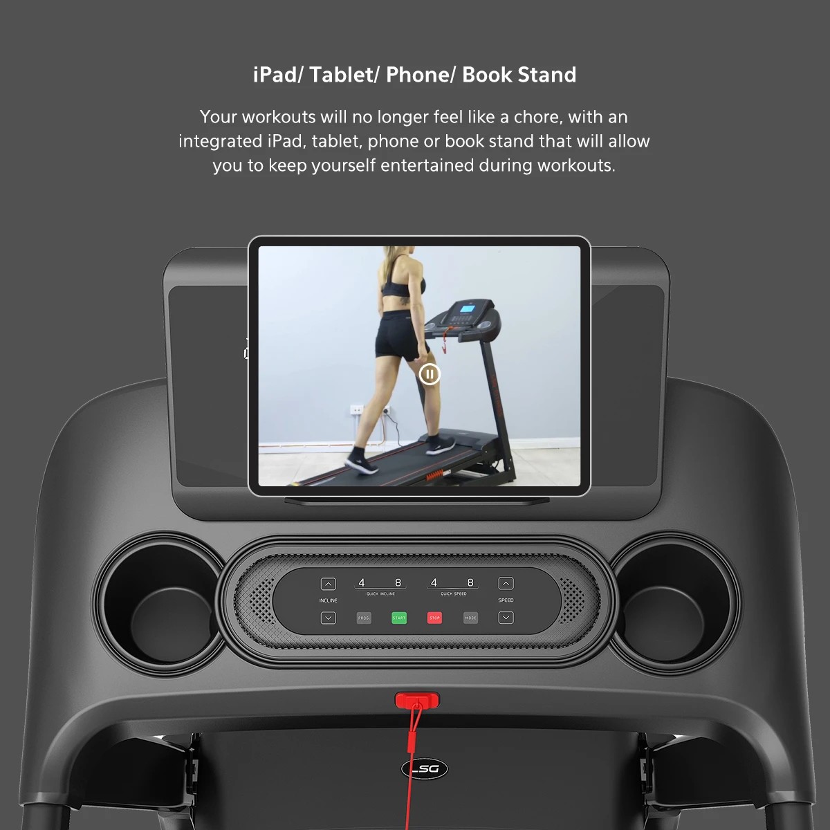 8 LSG Fitness FOCUS M3 Treadmill - Black, 8 of 10