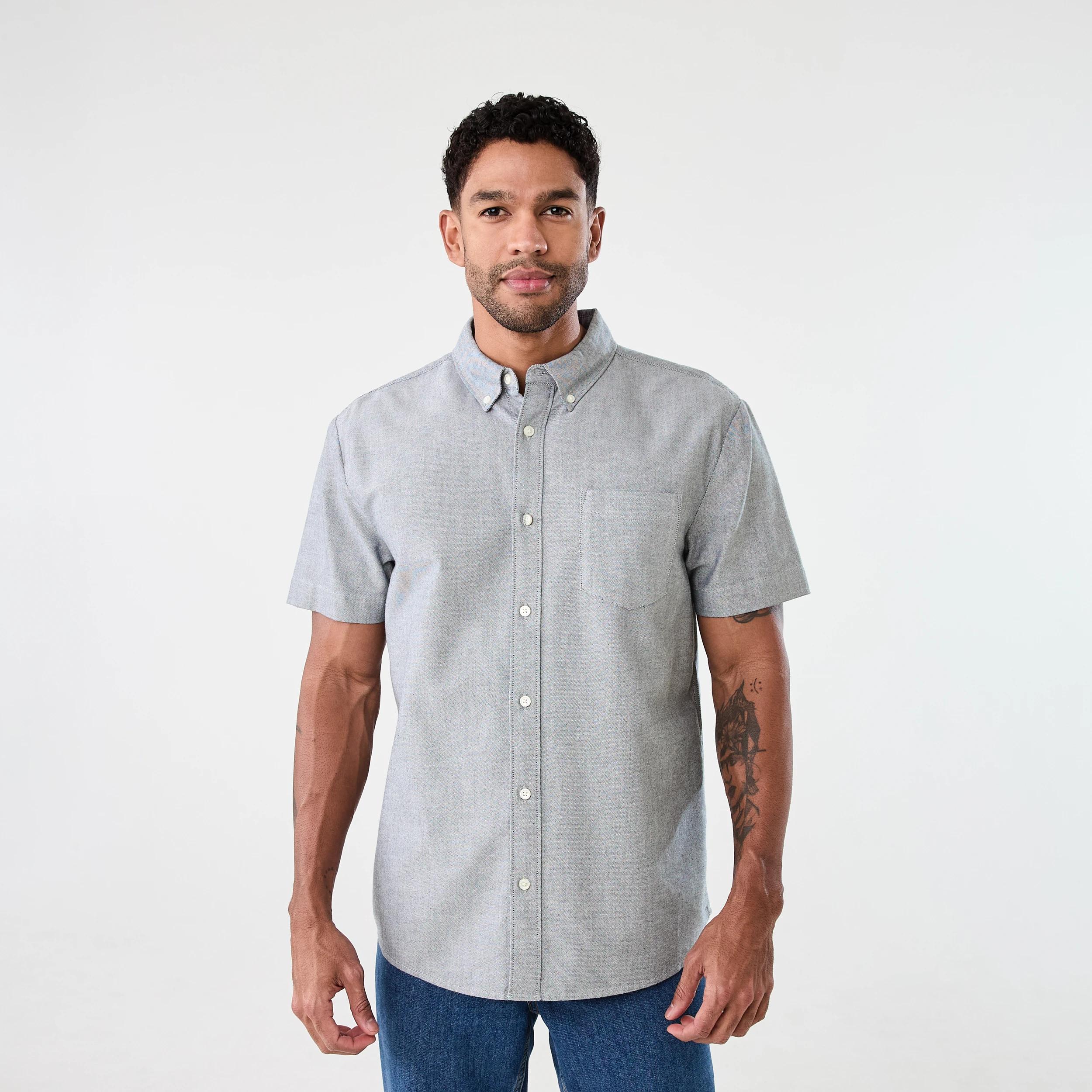 1 Short Sleeve Oxford Shirt GREY YD, 1 of 6