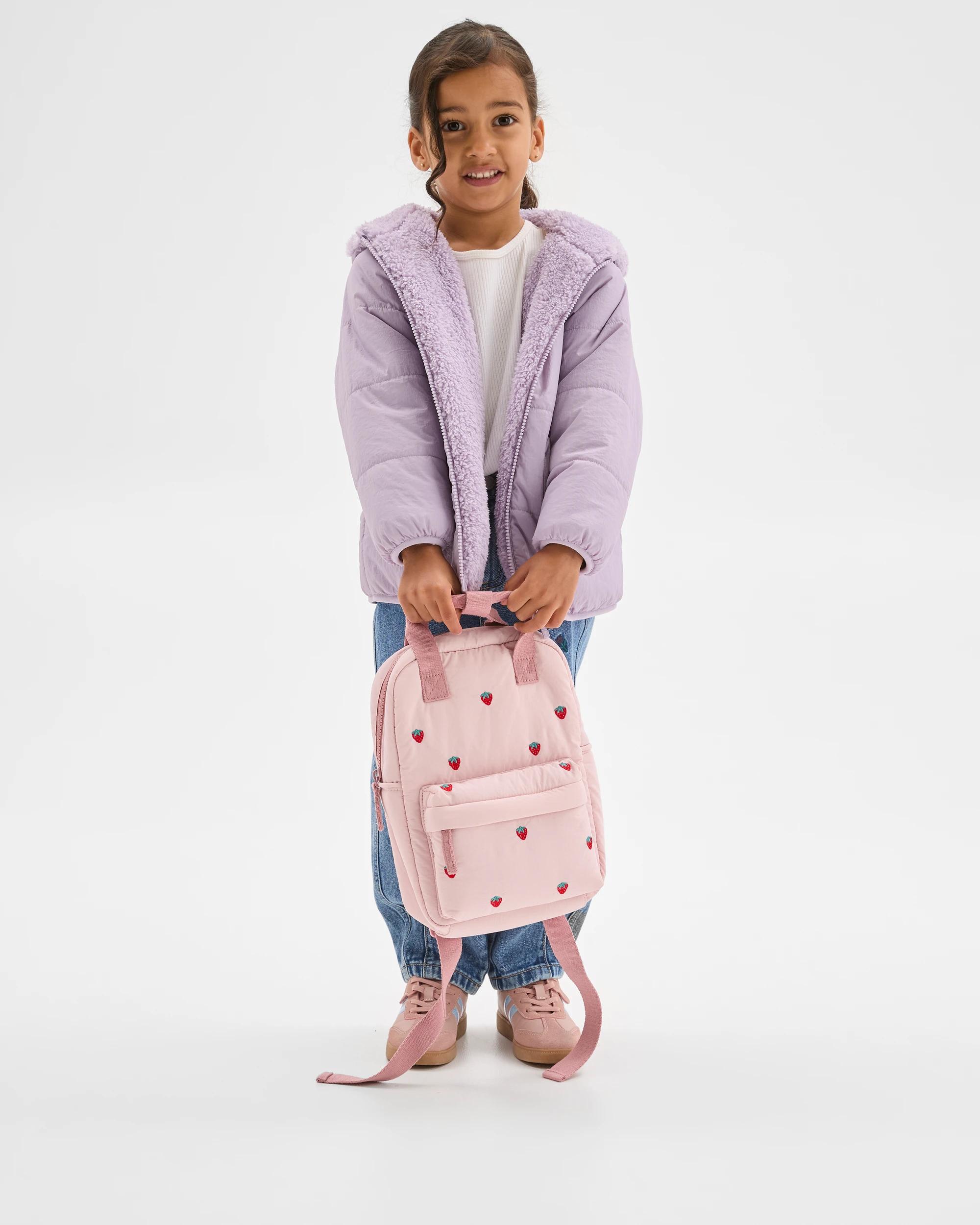 3 Target Kids Reversible Hooded Heart Pocket Puffer Jacket PURPLE, 3 of 7