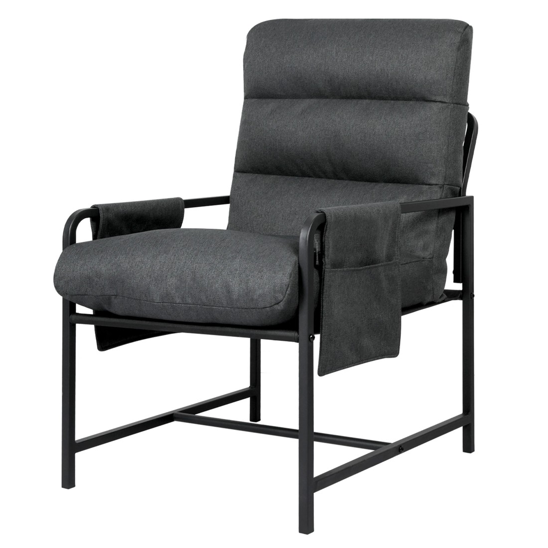 1 Levede Metal Accent Armchair - Dark Grey, 1 of 2