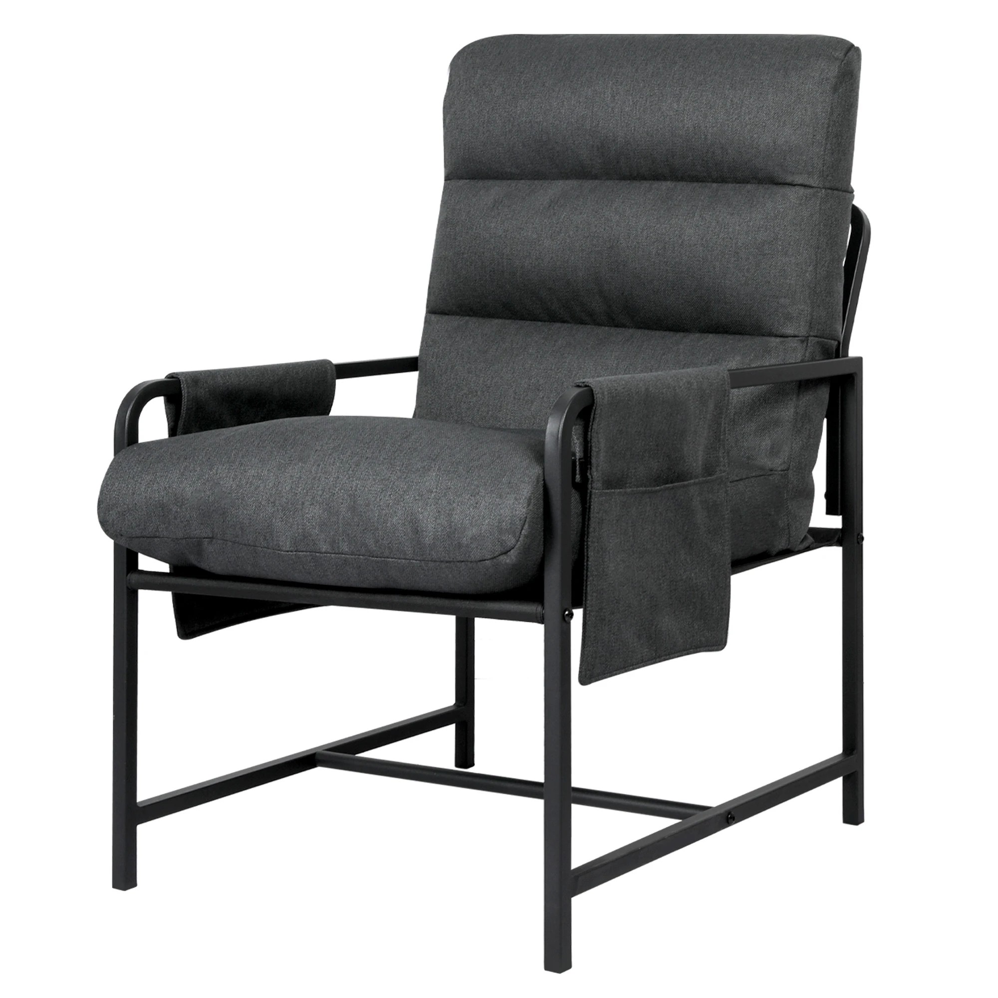 1 Levede Metal Accent Armchair - Dark Grey, 1 of 3