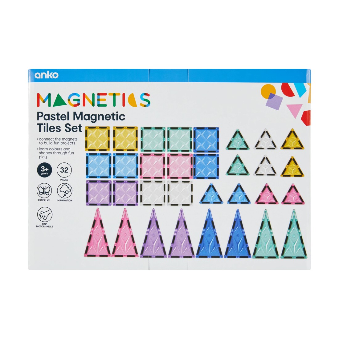 7 32 Piece Pastel Magnetic Tiles Set, 7 of 7