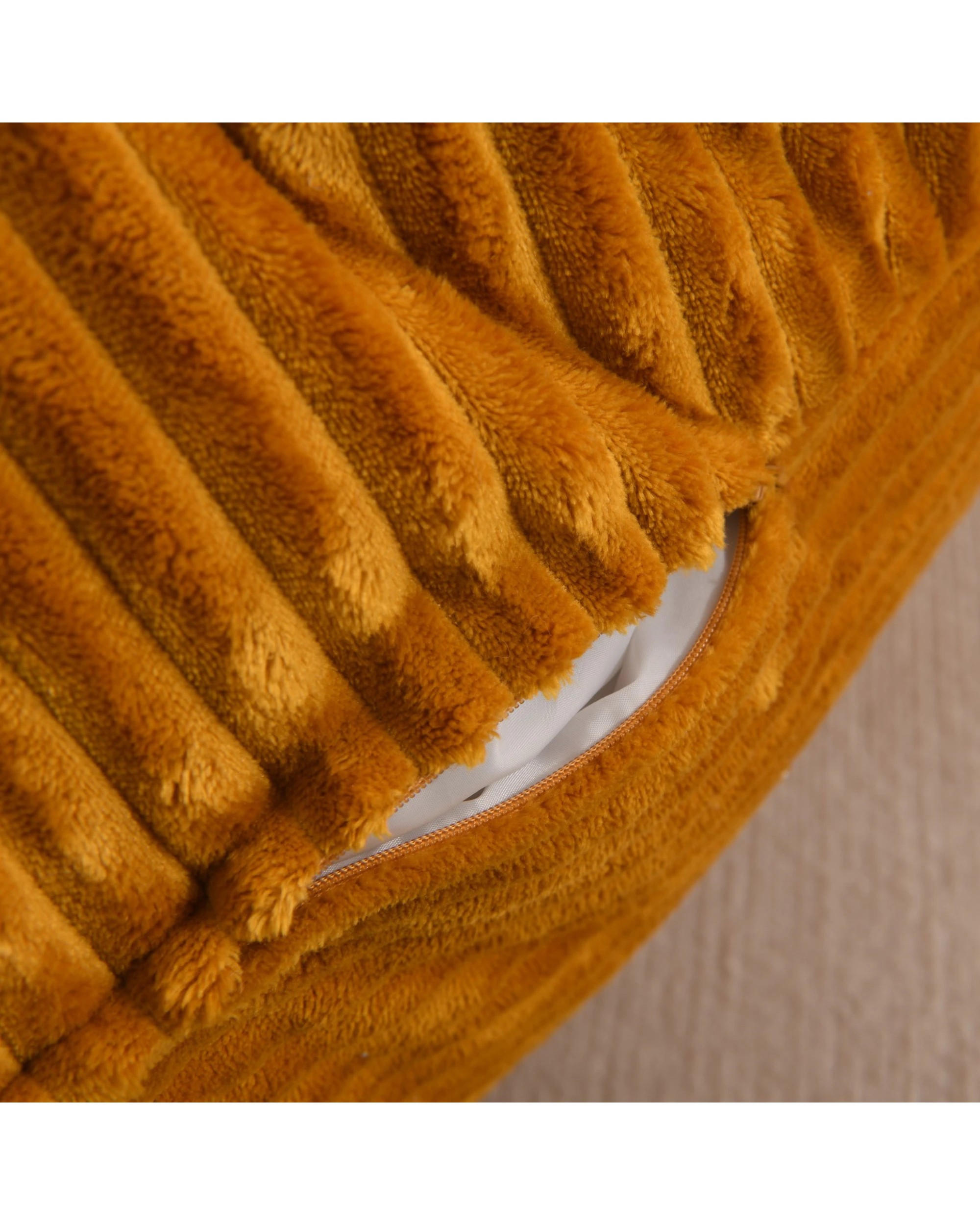 8 Cadence & Co. Wilde Ribbed Luxe Fleece Double Sofa Bean Bag Lounge Cover - Mustard, 8 of 9