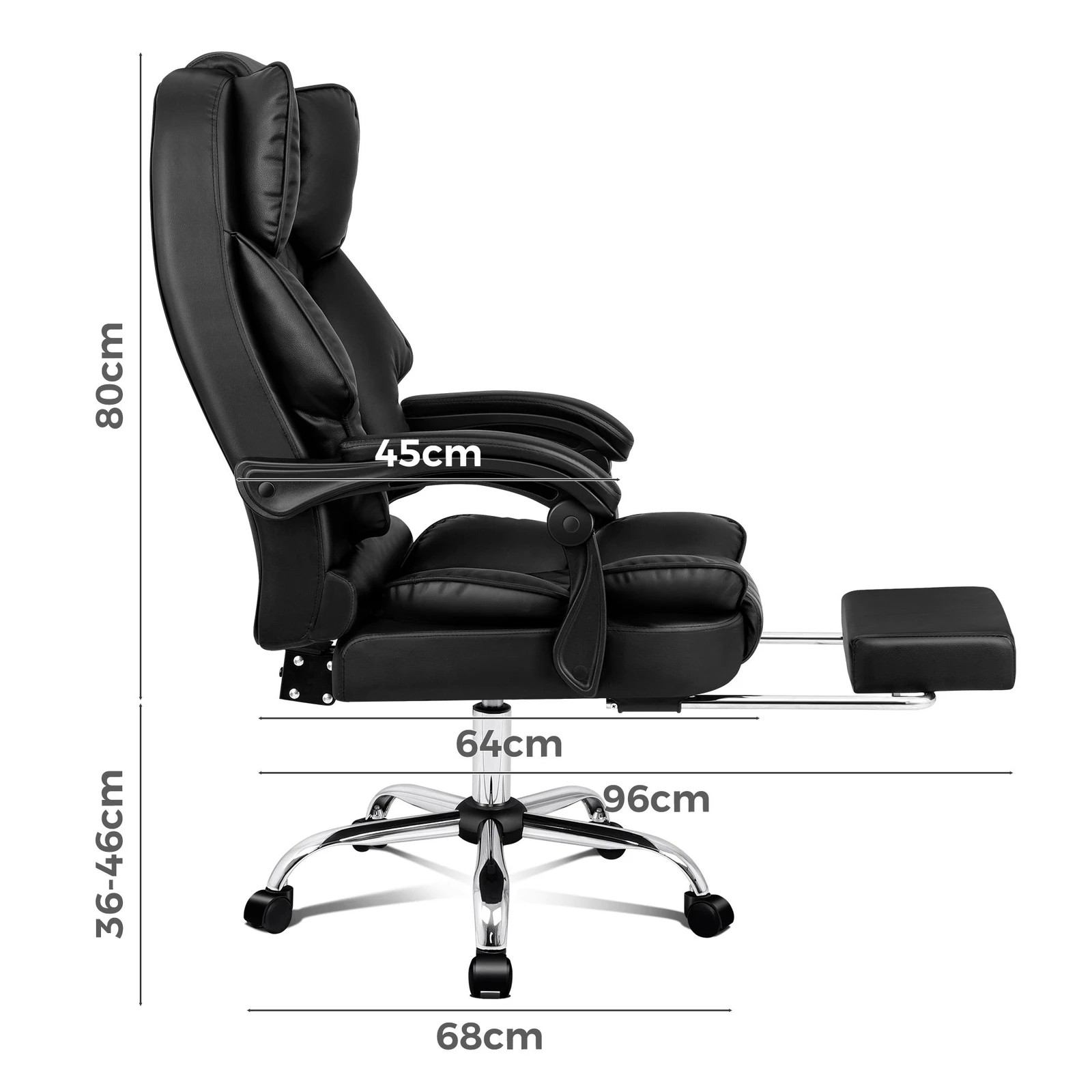 4 Alfordson Office Chair Gaming Executive Computer Racer PU Leather Seat Recliner - Black, 4 of 10