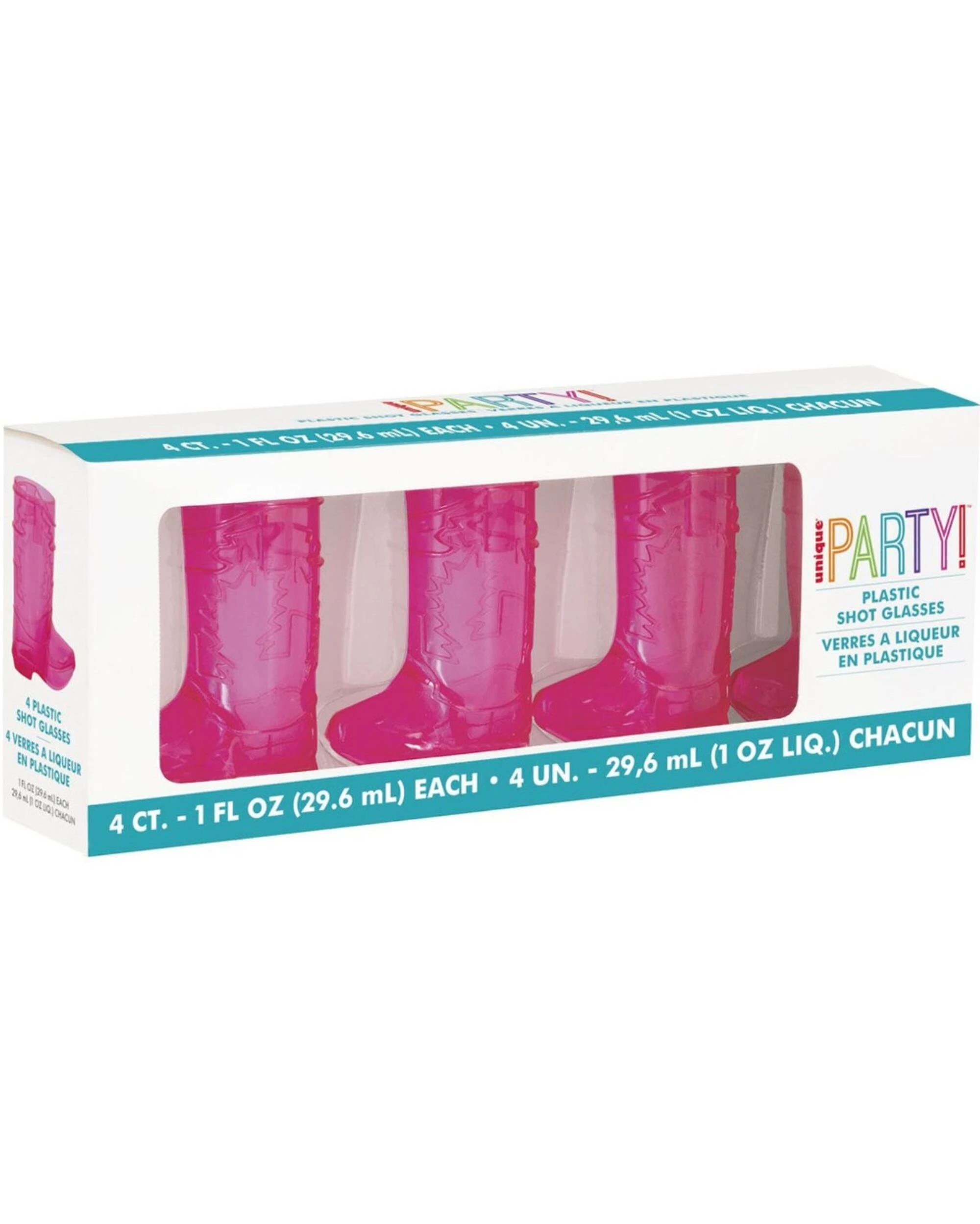 3 Meteor Cowboy Boot Plastic Shot Glasses Pack of 4 - Pink, 3 of 3