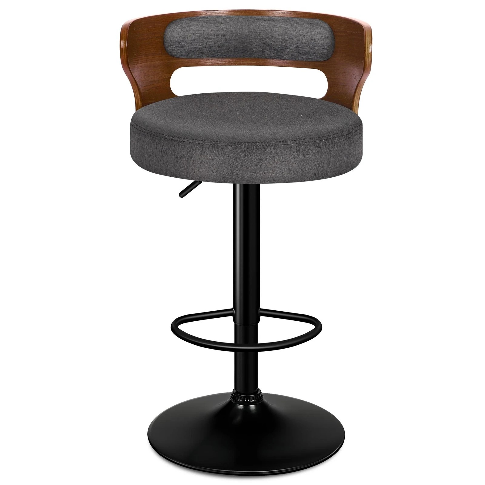 5 Alfordson 4x Bar Stool Kitchen Swivel Chair Wooden Linen Fabric Ramiro - Grey, 5 of 10