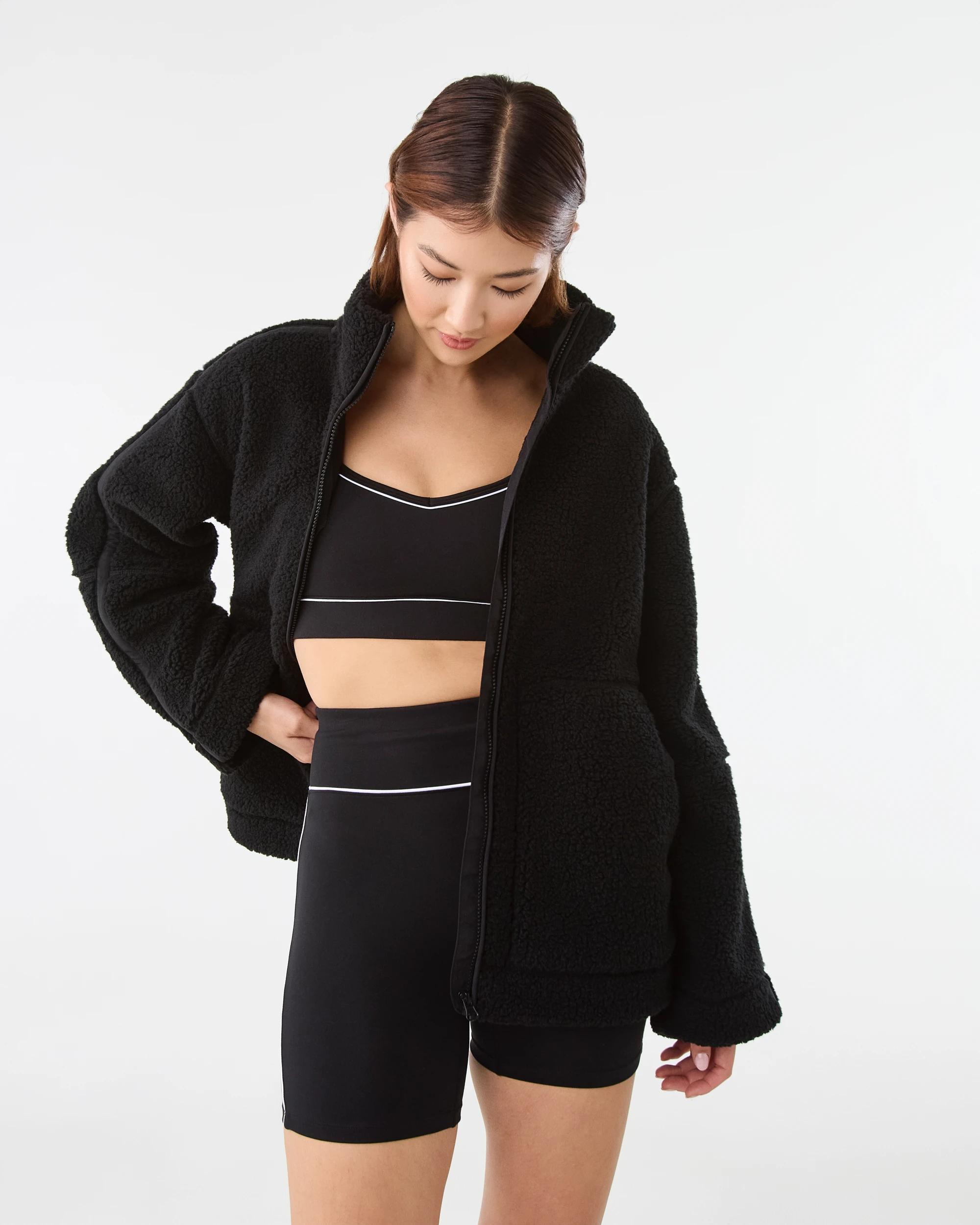 9 Active Womens Outdoor Sherpa Jacket Black, 9 of 9