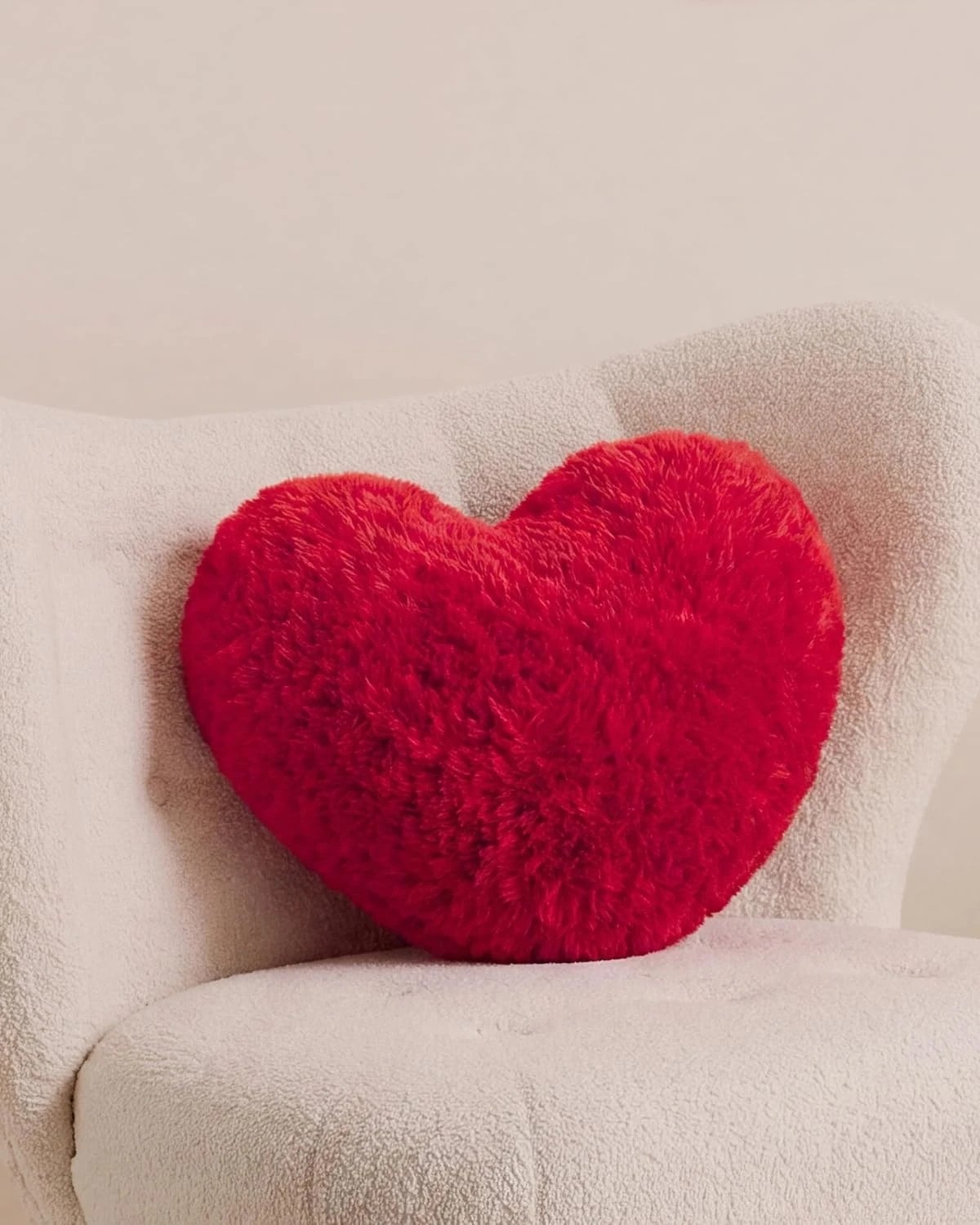 1 Gioia Casa Faux Fur Love Heart Cushion 40x35cm - Red, 1 of 4